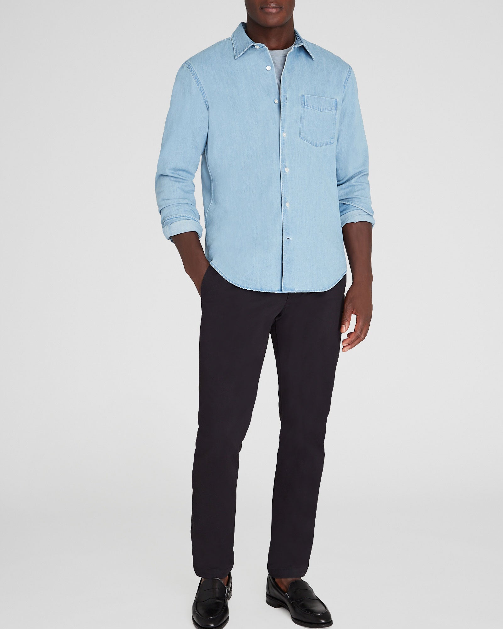 CLUB MONACO - Long-Sleeve Denim Shirt - Blue
