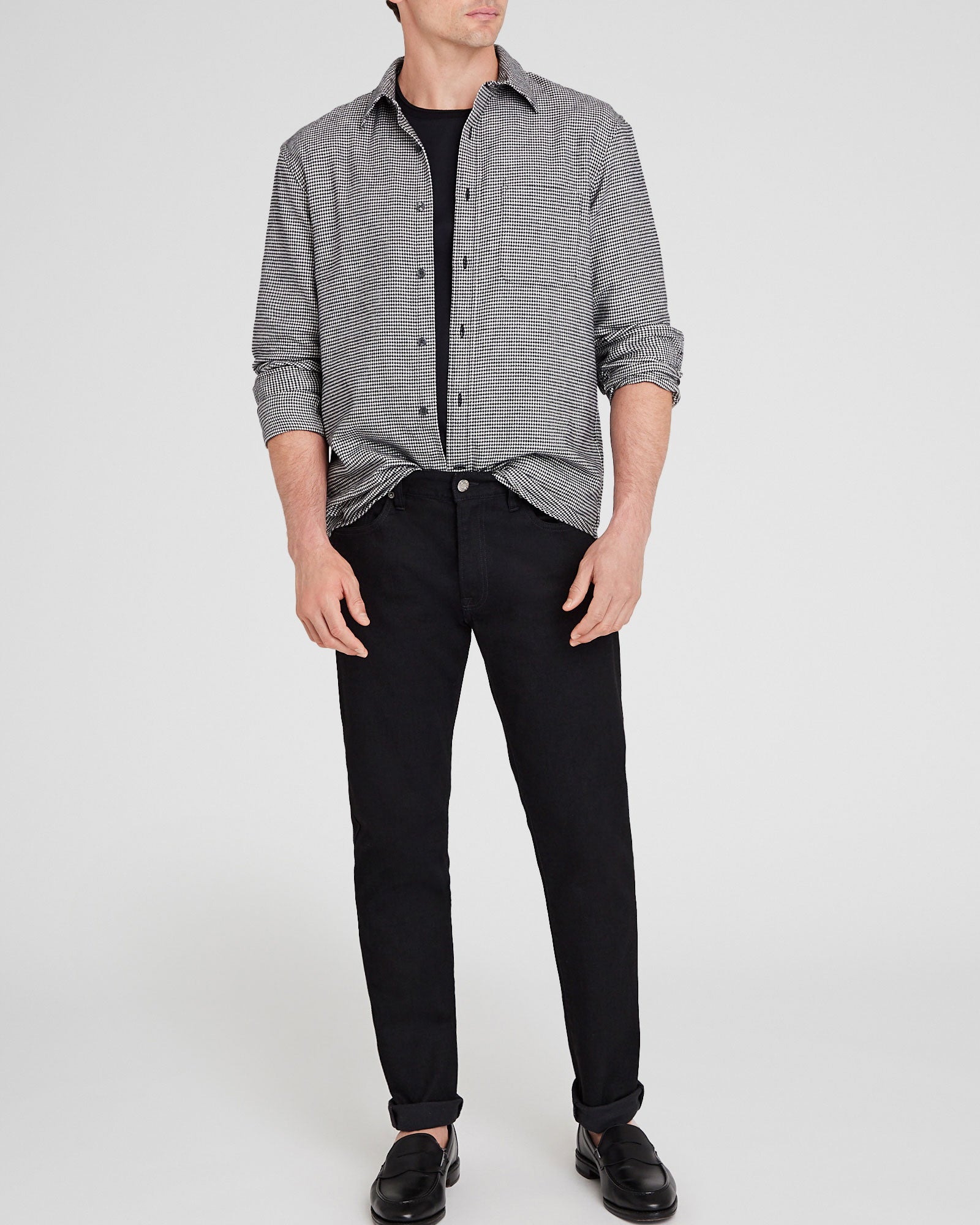 CLUB MONACO - Chemise en flanelle pied-de-poule - Noir
