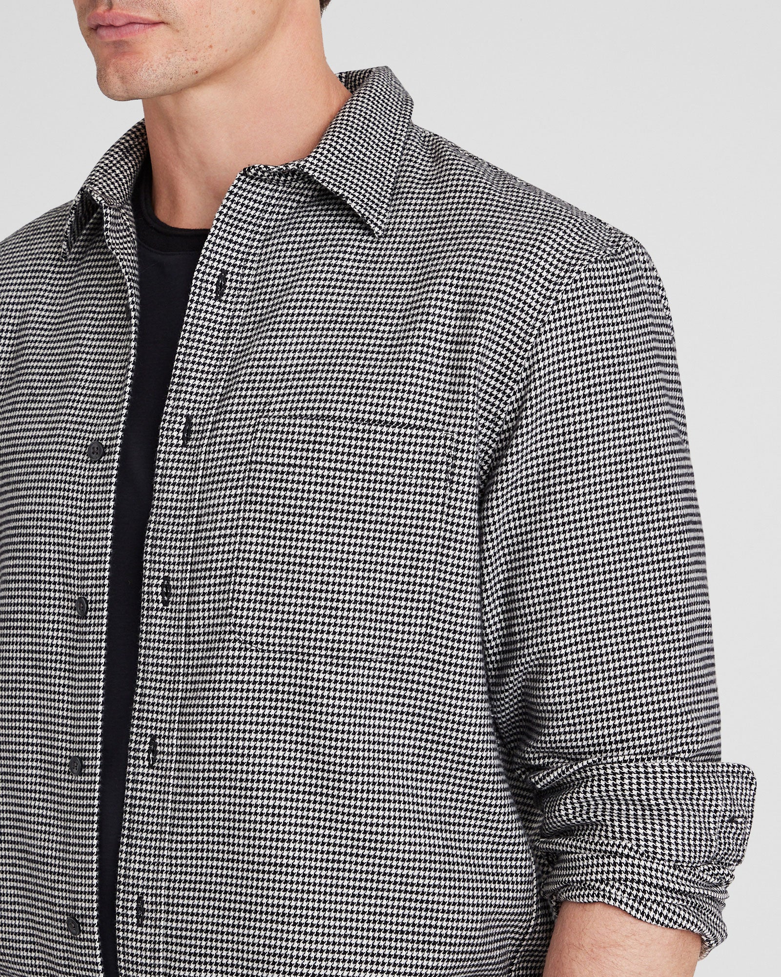 CLUB MONACO - Chemise en flanelle pied-de-poule - Noir