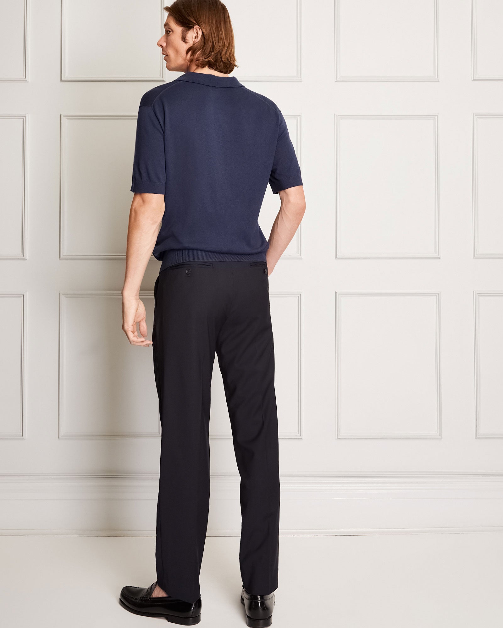 CLUB MONACO - Pantalon fuselé en laine Marzotto - Marine