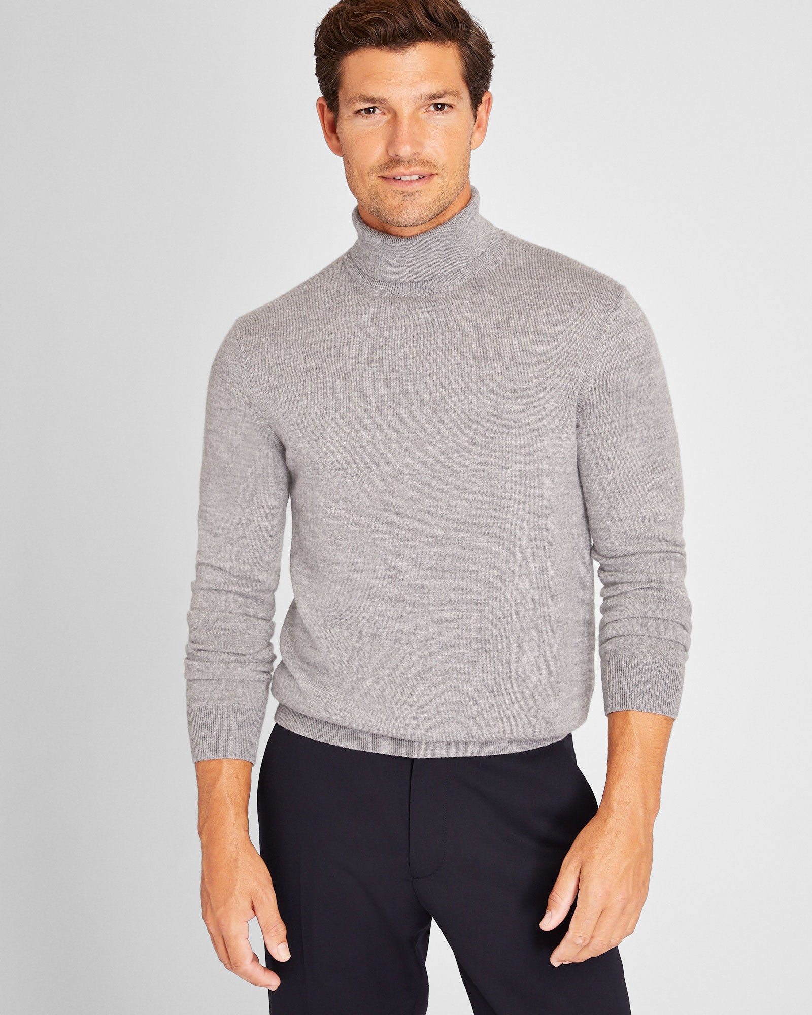 CLUB MONACO - Col roulé en laine mérinos - Gris Chiné Moyen