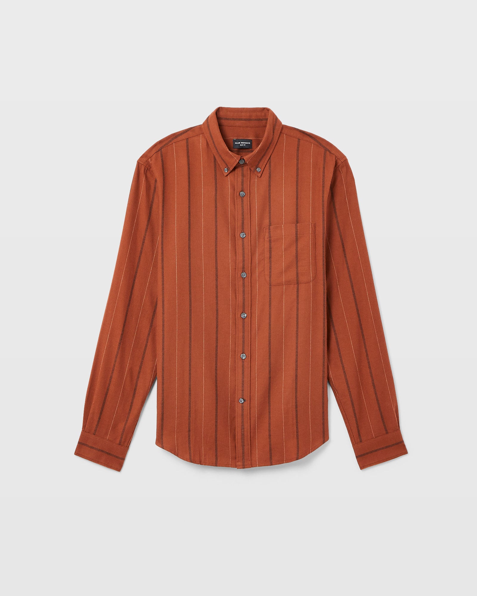 CLUB MONACO - Chemise rayée en flanelle - Orange Brûlée