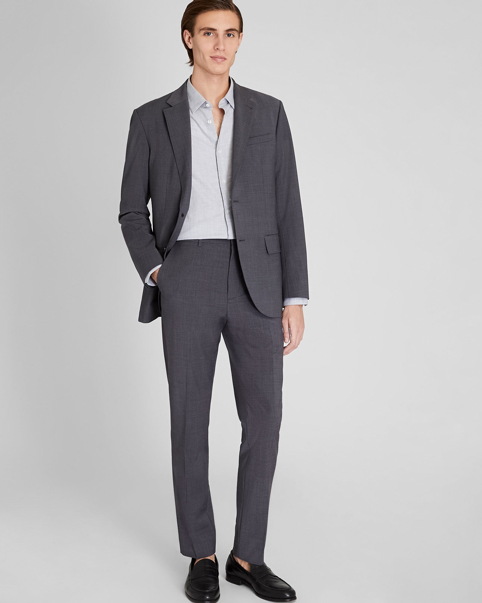 CLUB MONACO - Chemise Albini en coton égyptien - Mélange Gris