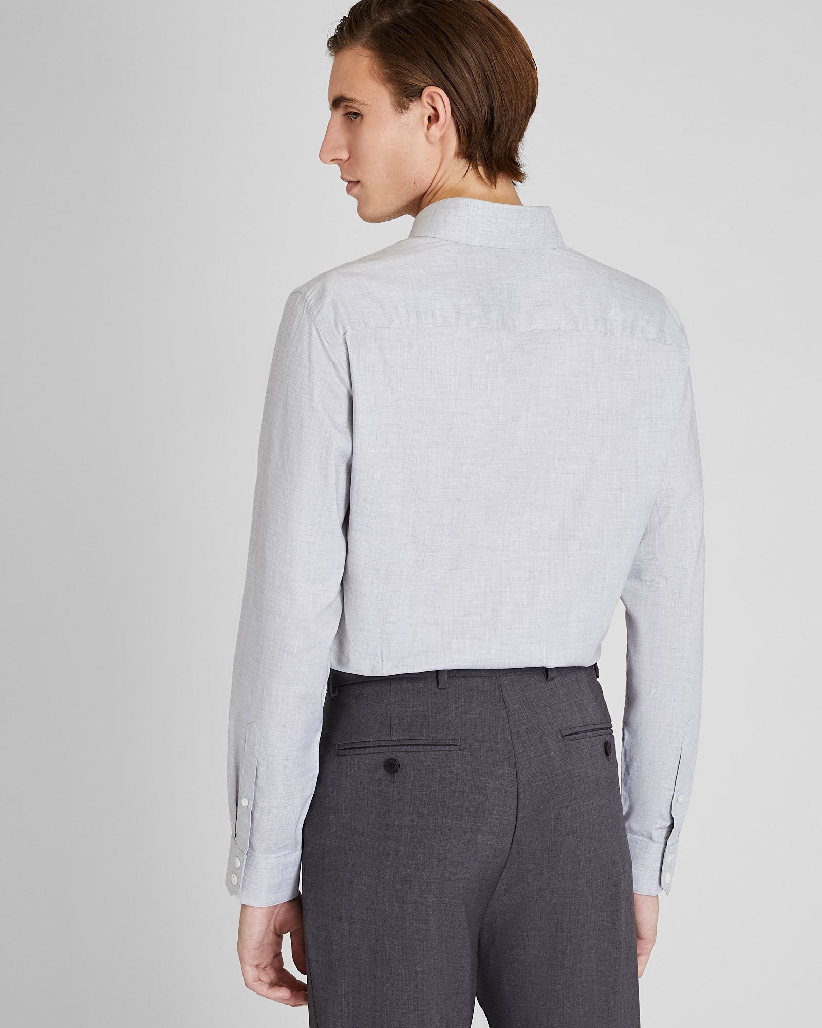 CLUB MONACO - Albini Egyptian Cotton Heathered Dress Shirt - Grey Mix
