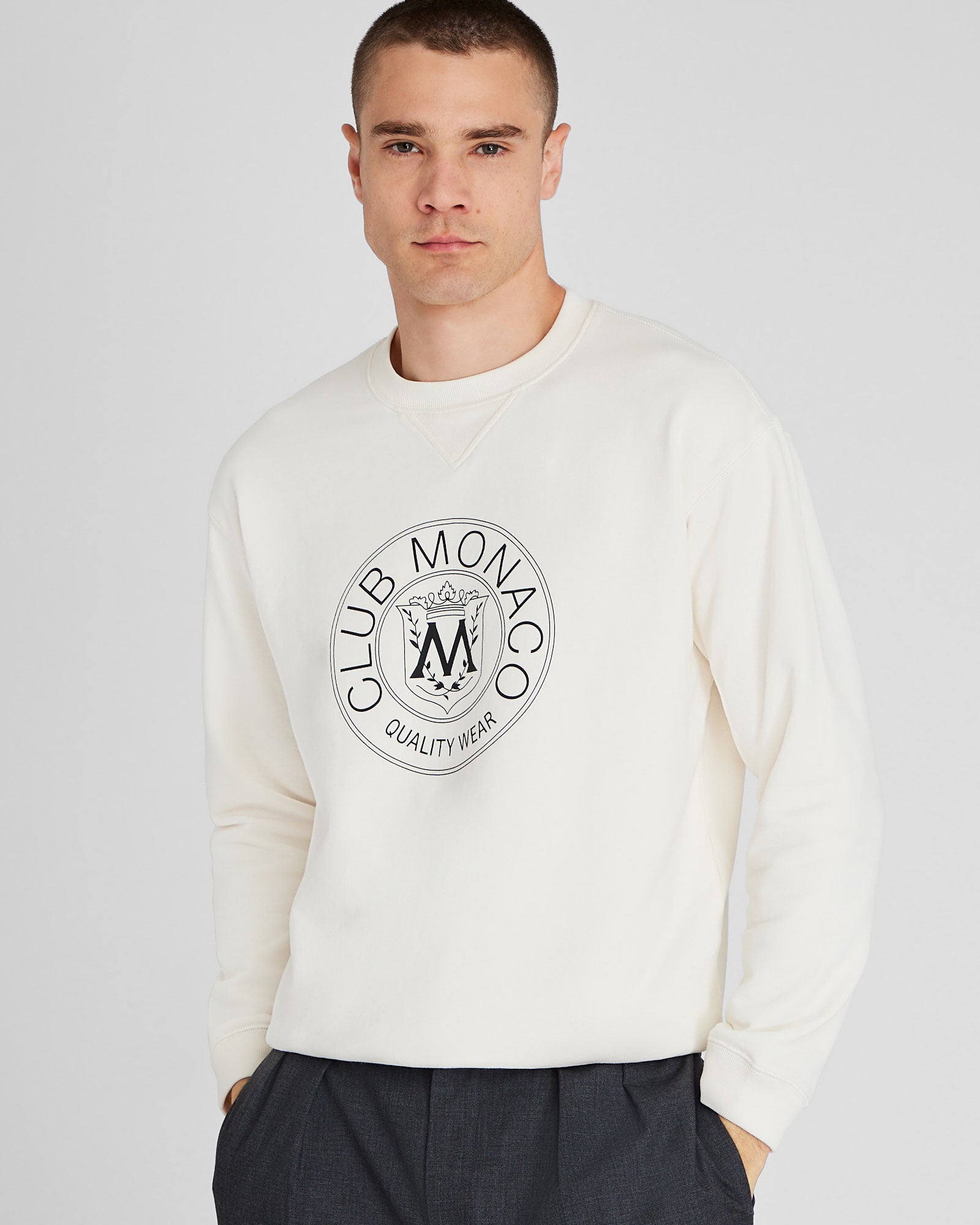 CLUB MONACO - Coton ouaté Écusson - Blanc Cassé