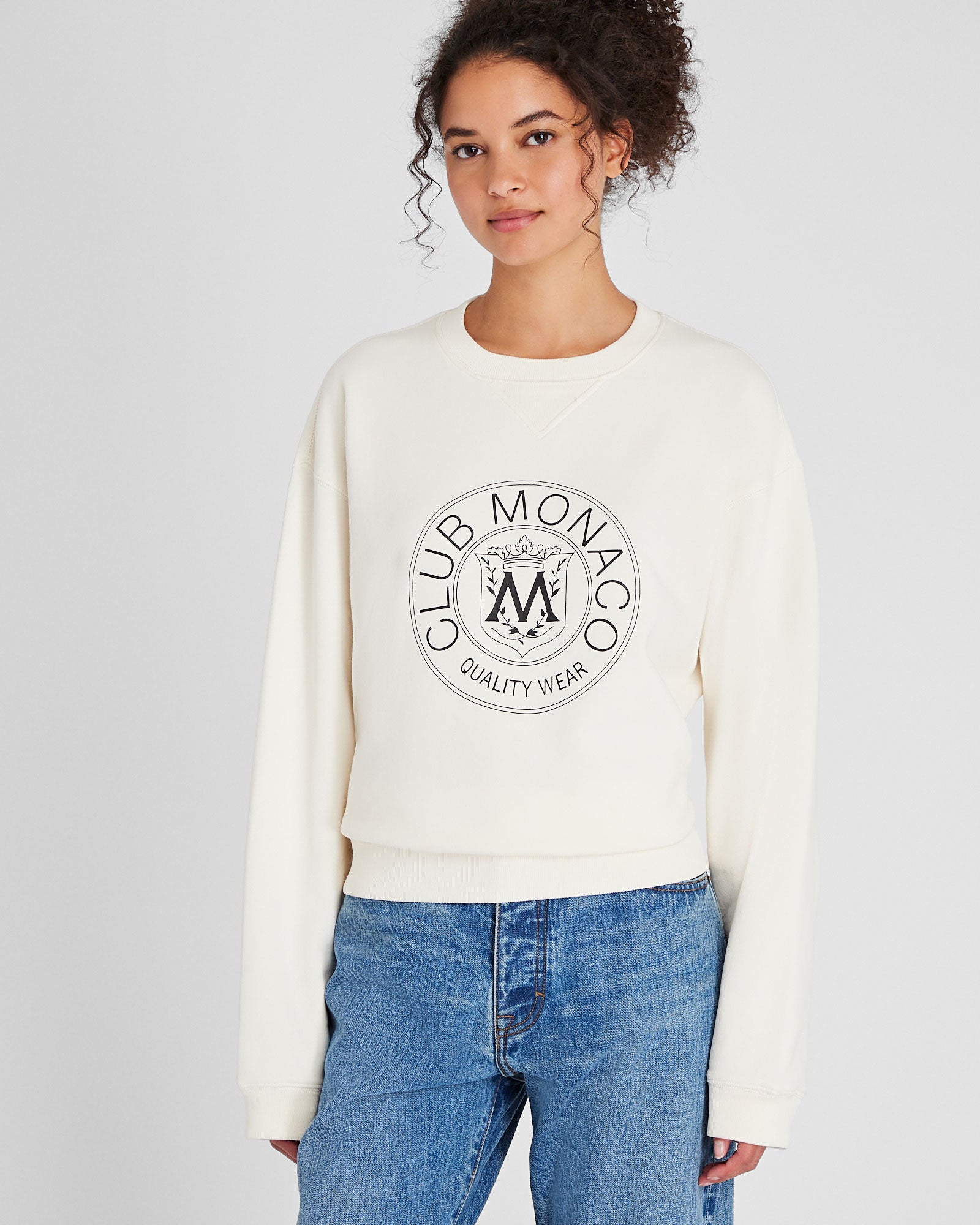CLUB MONACO - Coton ouaté Écusson - Blanc Cassé
