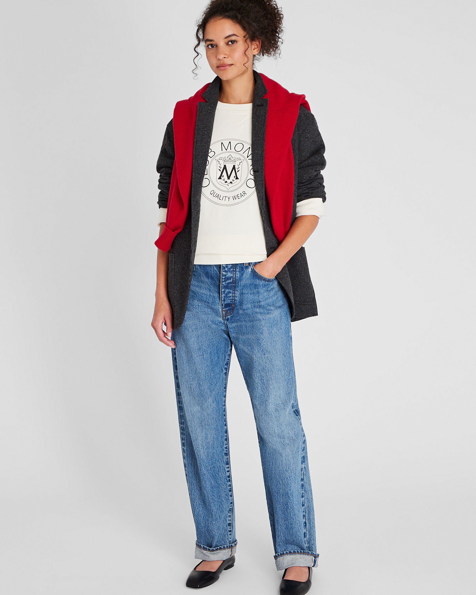 CLUB MONACO - Coton ouaté Écusson - Blanc Cassé