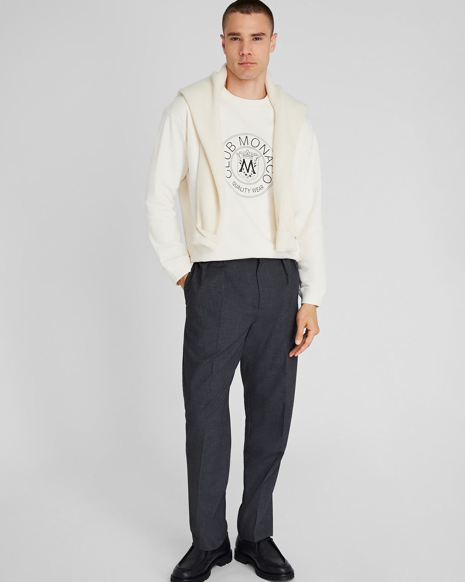 CLUB MONACO - Coton ouaté Écusson - Blanc Cassé
