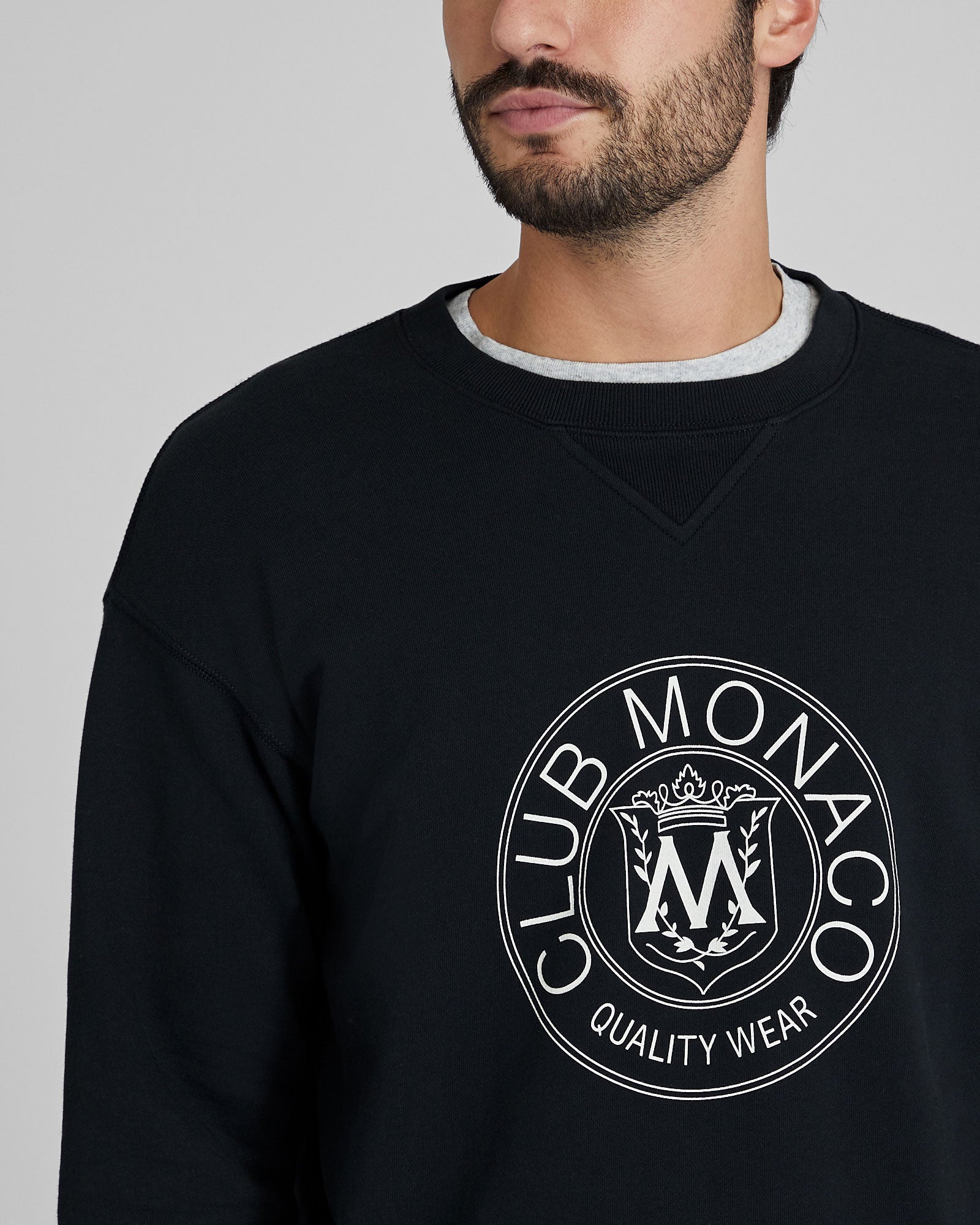CLUB MONACO - Coton ouaté avec écusson - Noir