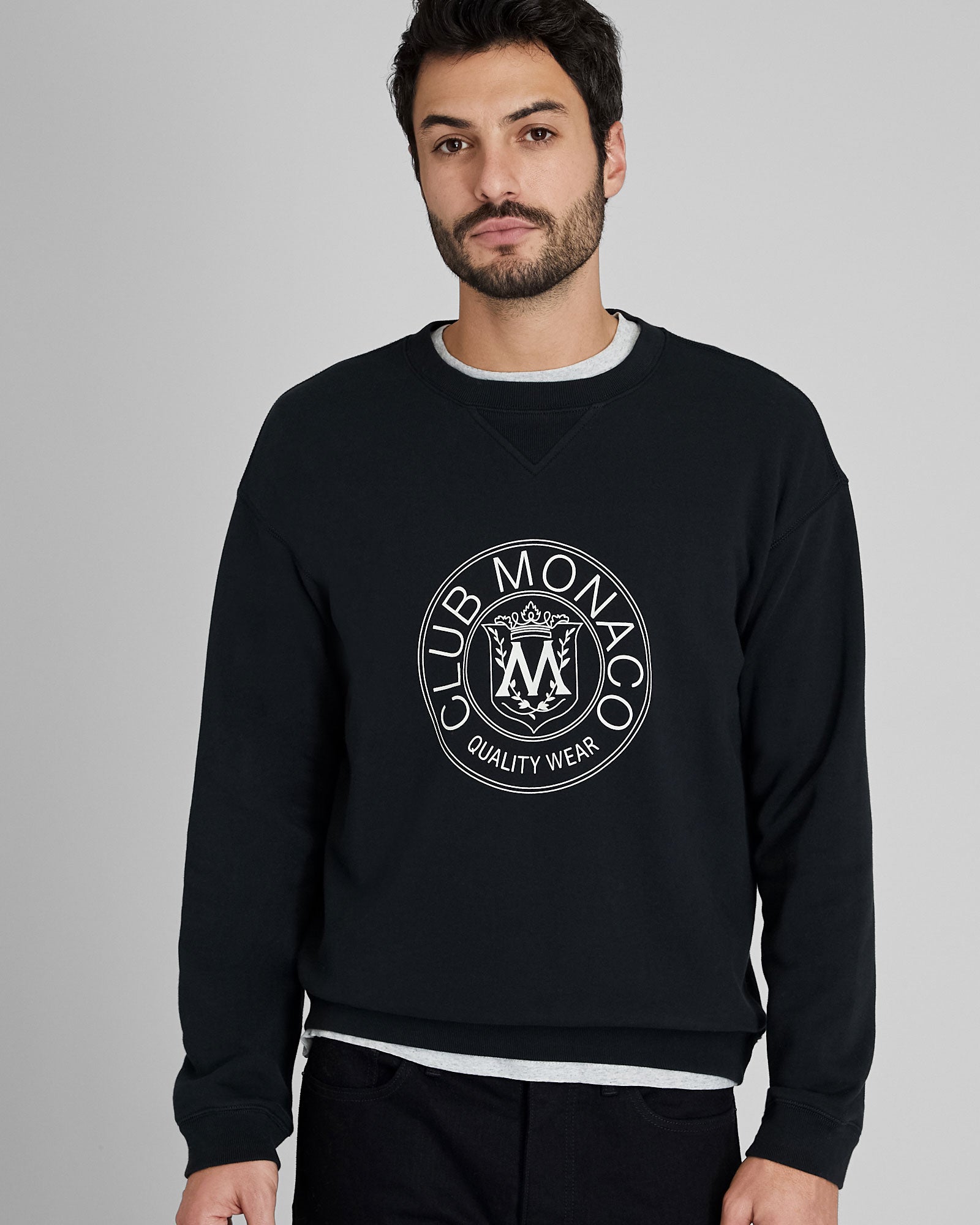 CLUB MONACO - Coton ouaté avec écusson - Noir