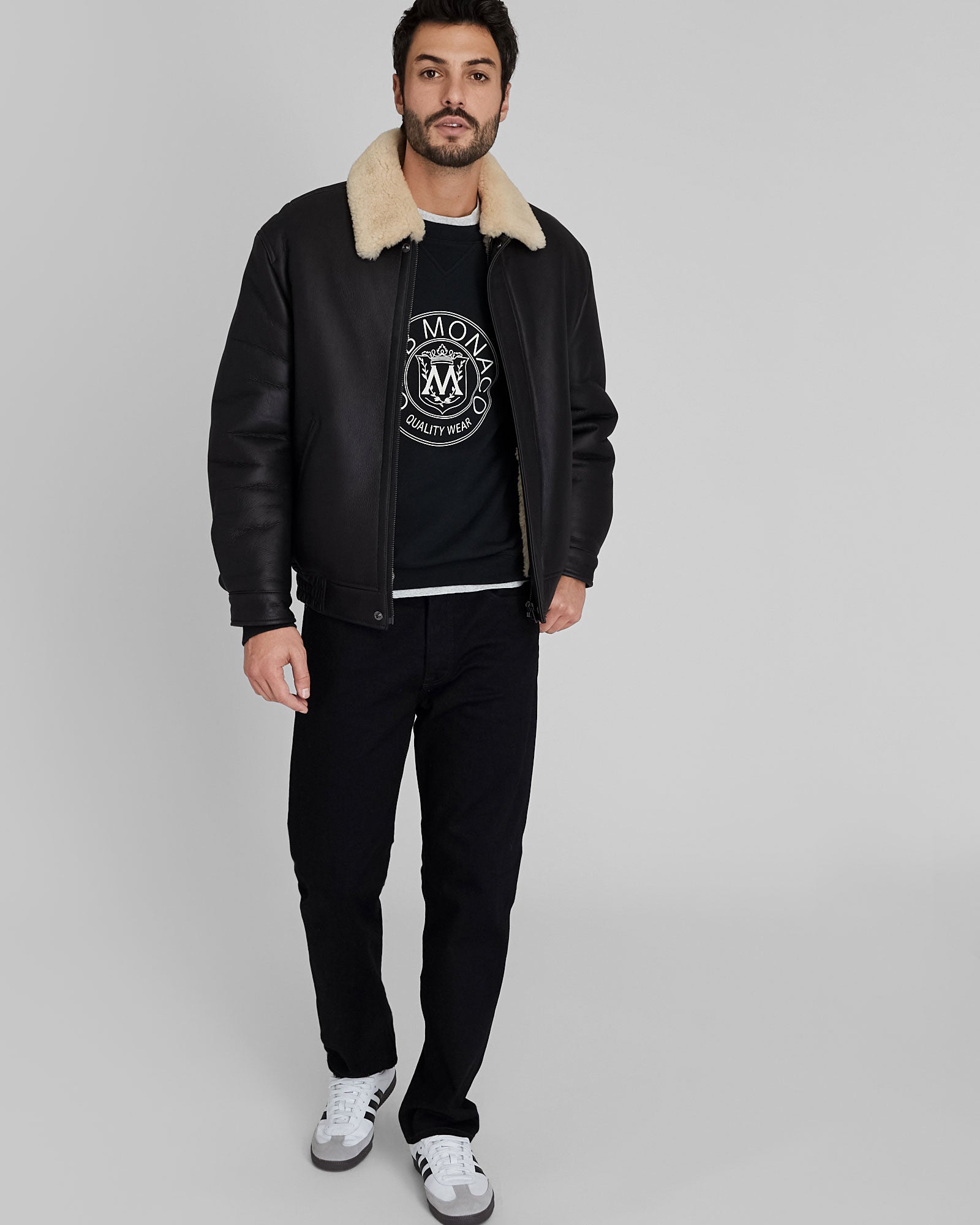 CLUB MONACO - Coton ouaté avec écusson - Noir