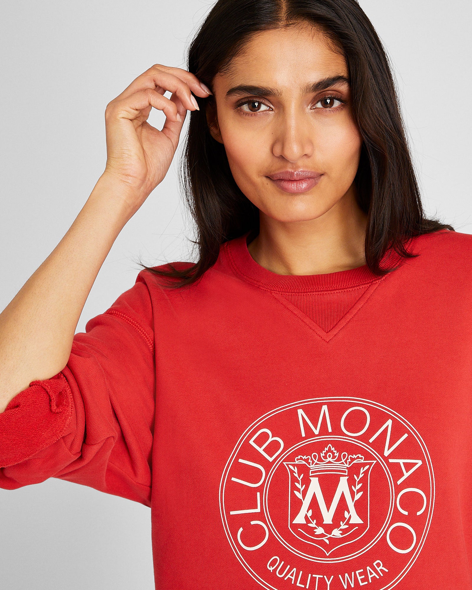 CLUB MONACO - Coton ouaté avec écusson - Rouge