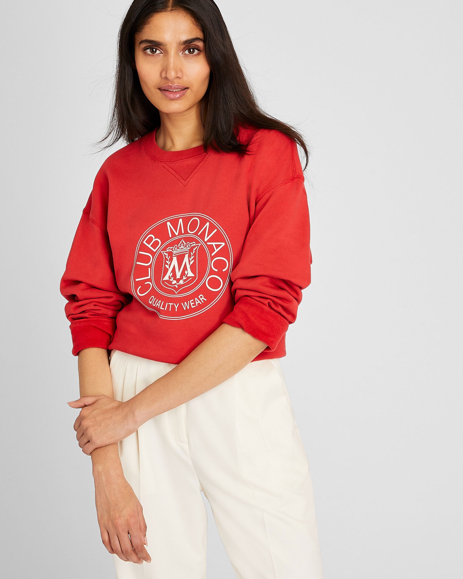 CLUB MONACO - Coton ouaté avec écusson - Rouge