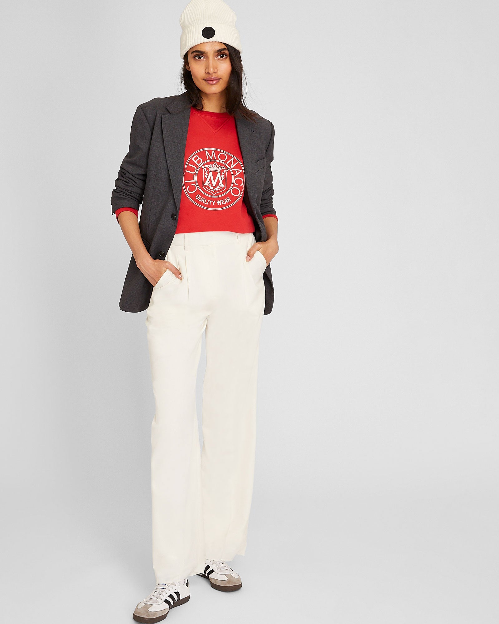CLUB MONACO - Coton ouaté avec écusson - Rouge