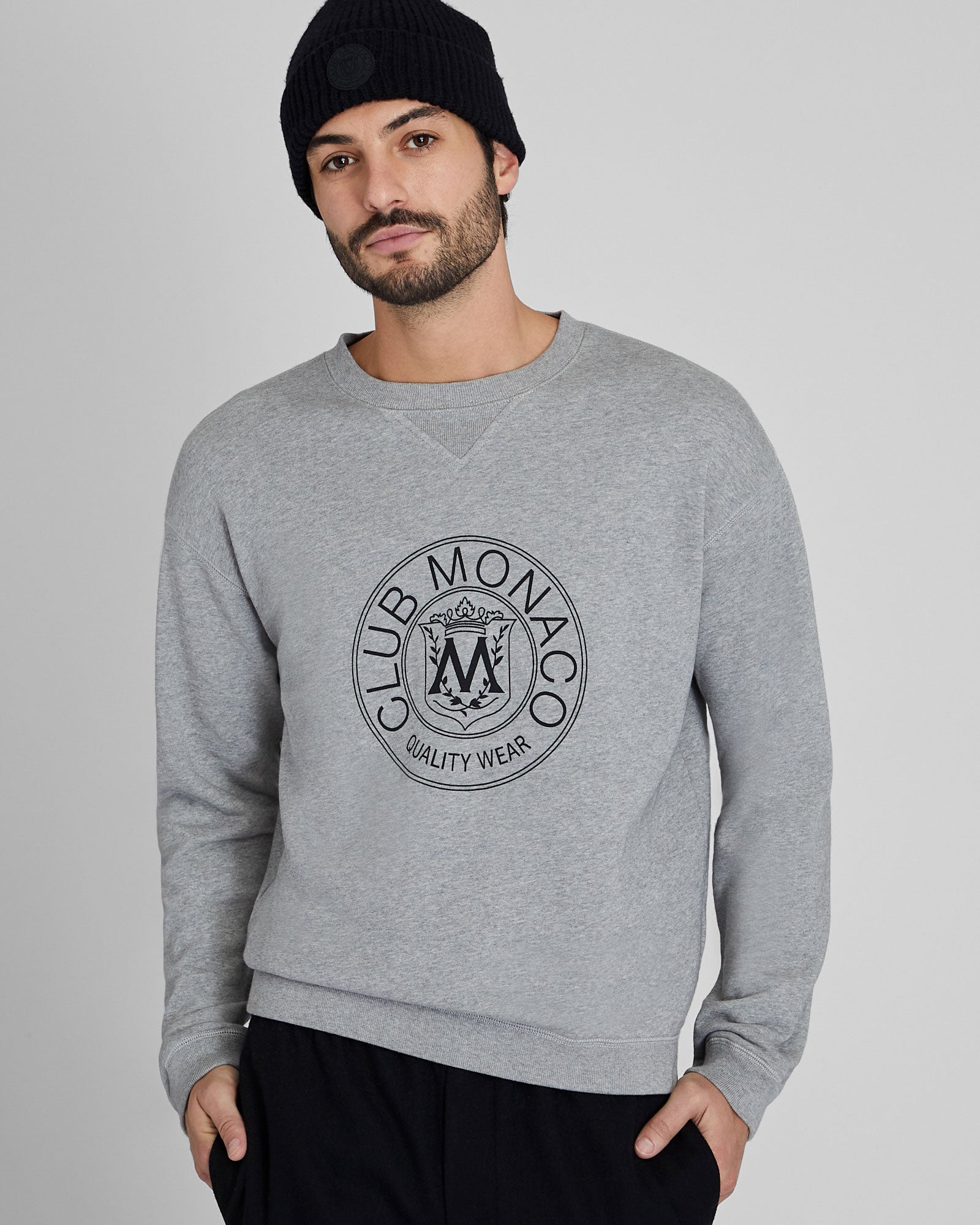 CLUB MONACO - Crest Crew Sweatshirt - Grey