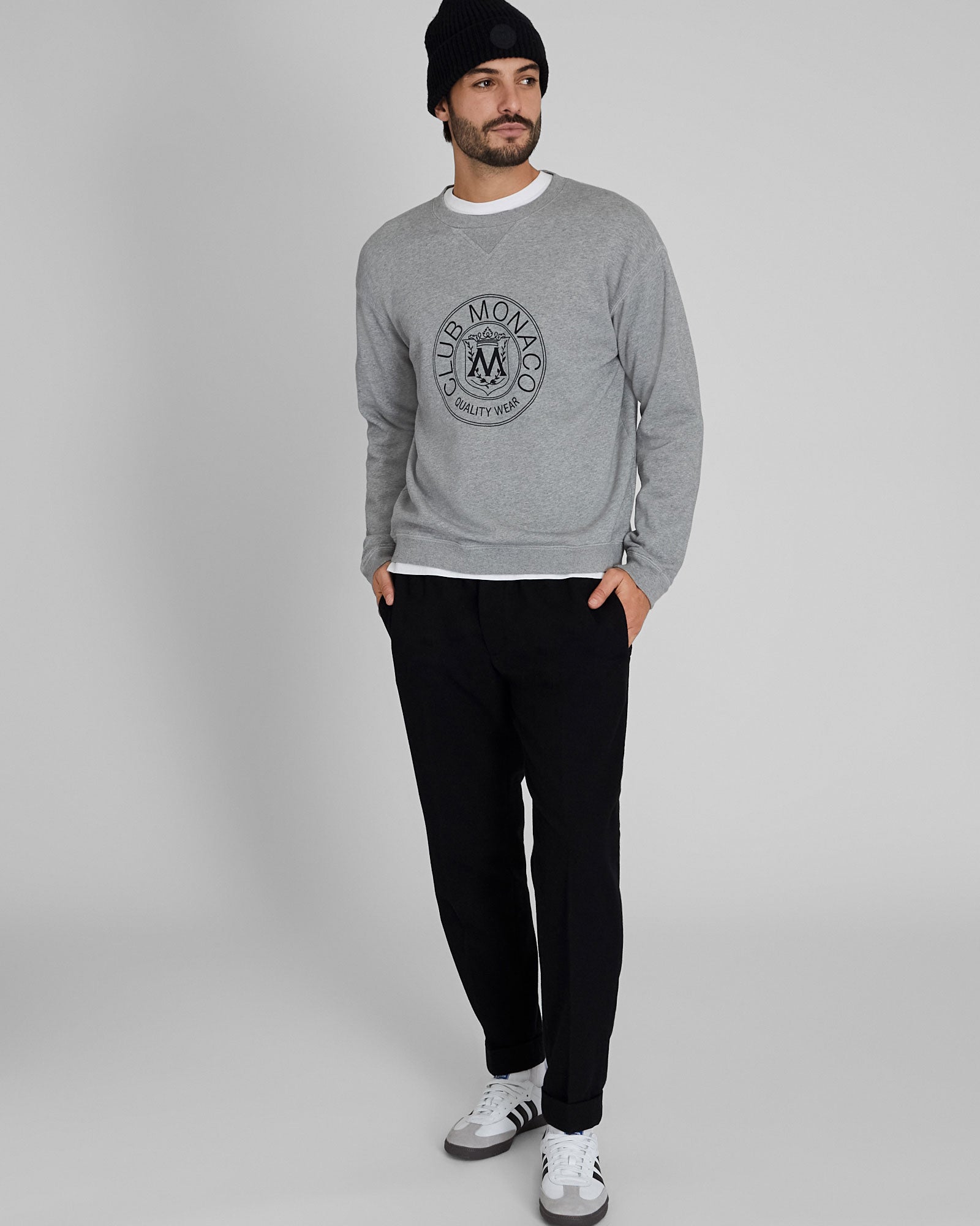 CLUB MONACO - Crest Crew Sweatshirt - Grey