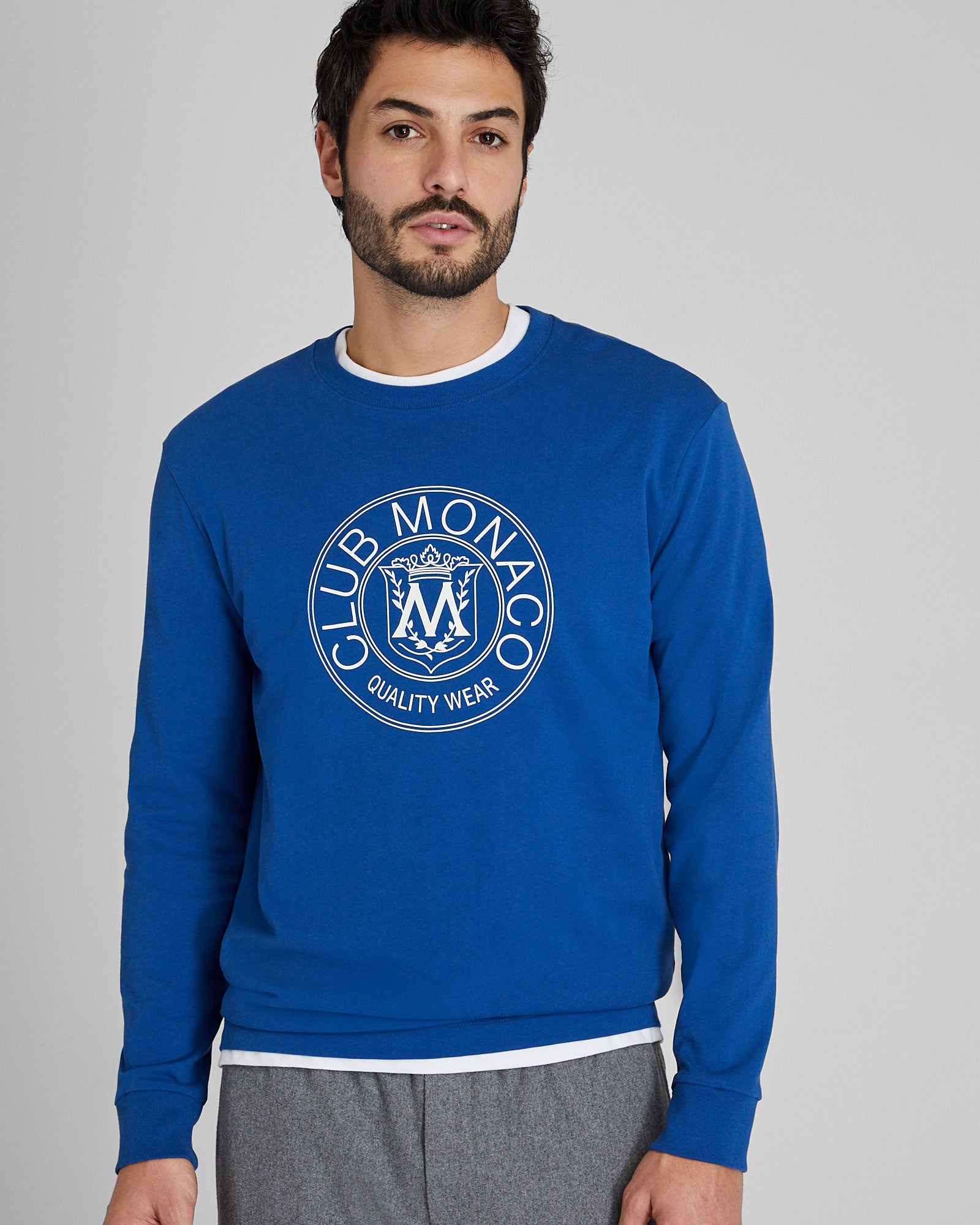 CLUB MONACO - Crest Long Sleeve Tee - Blue