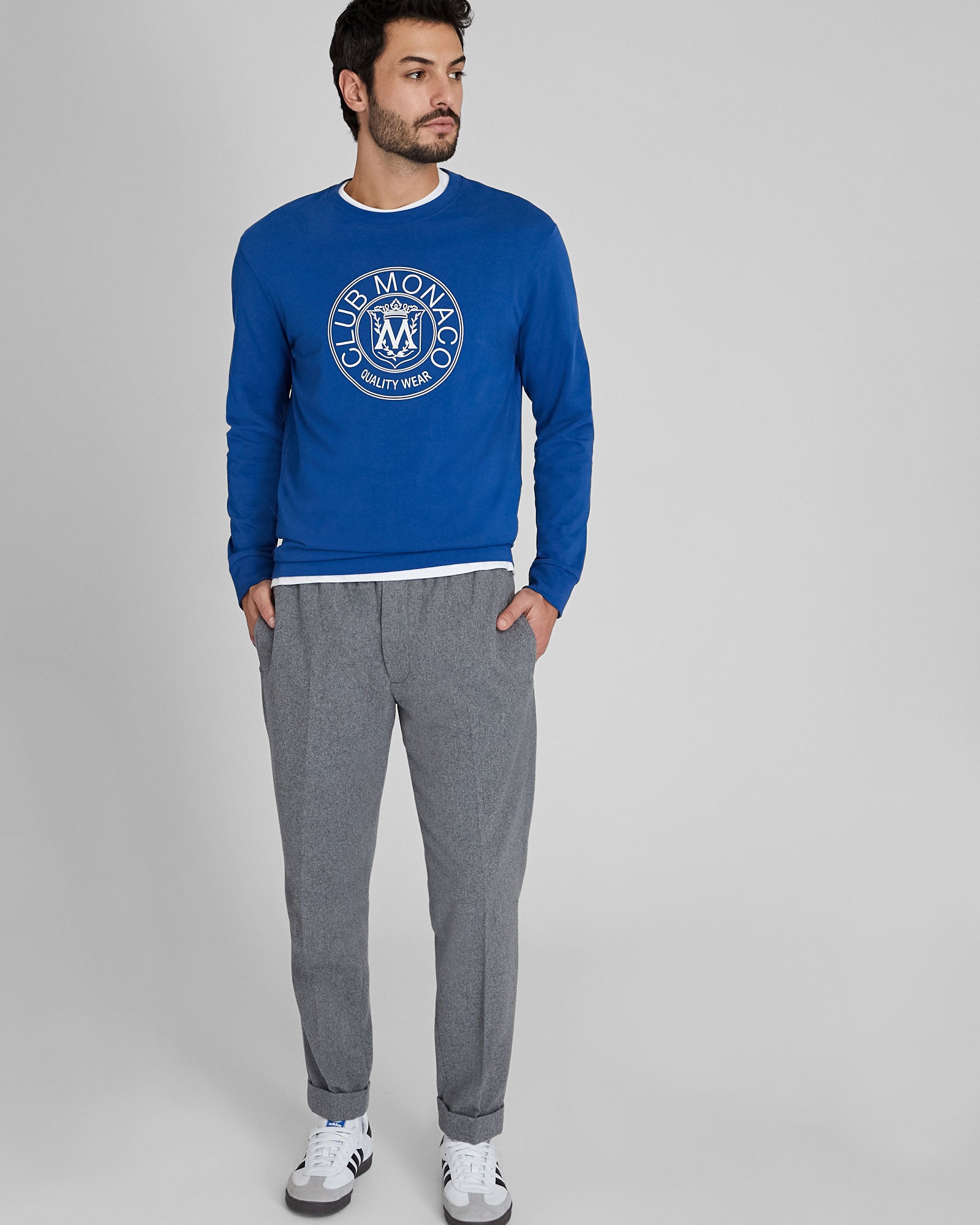 CLUB MONACO - Crest Long Sleeve Tee - Blue