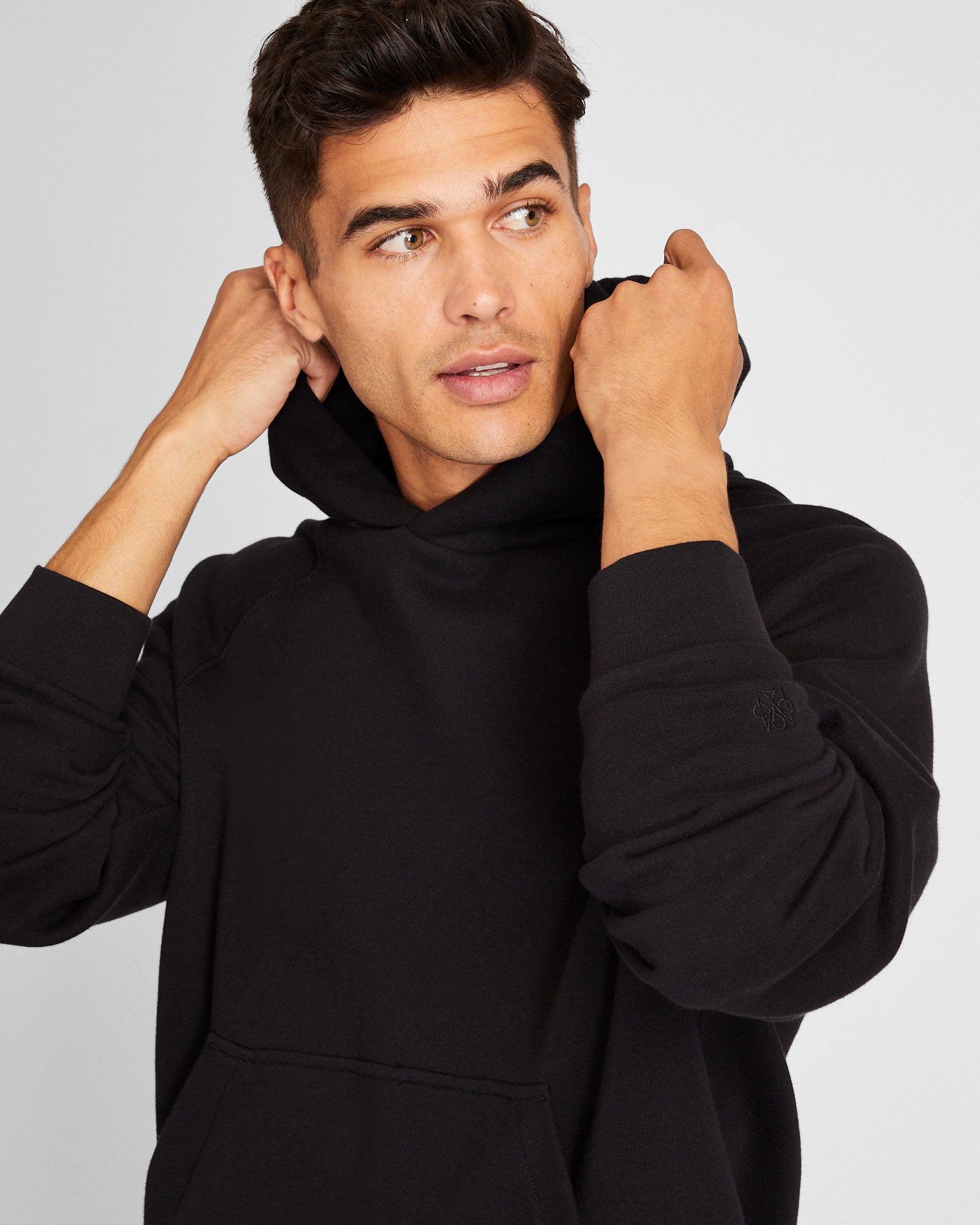 CLUB MONACO - Chandail à capuche en tissu éponge - Noir