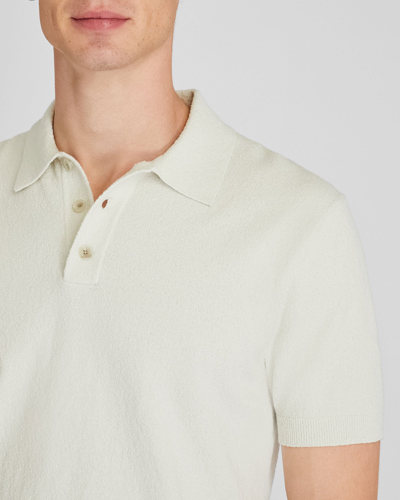 CLUB MONACO - Short Sleeve Bouclé Polo - Off White