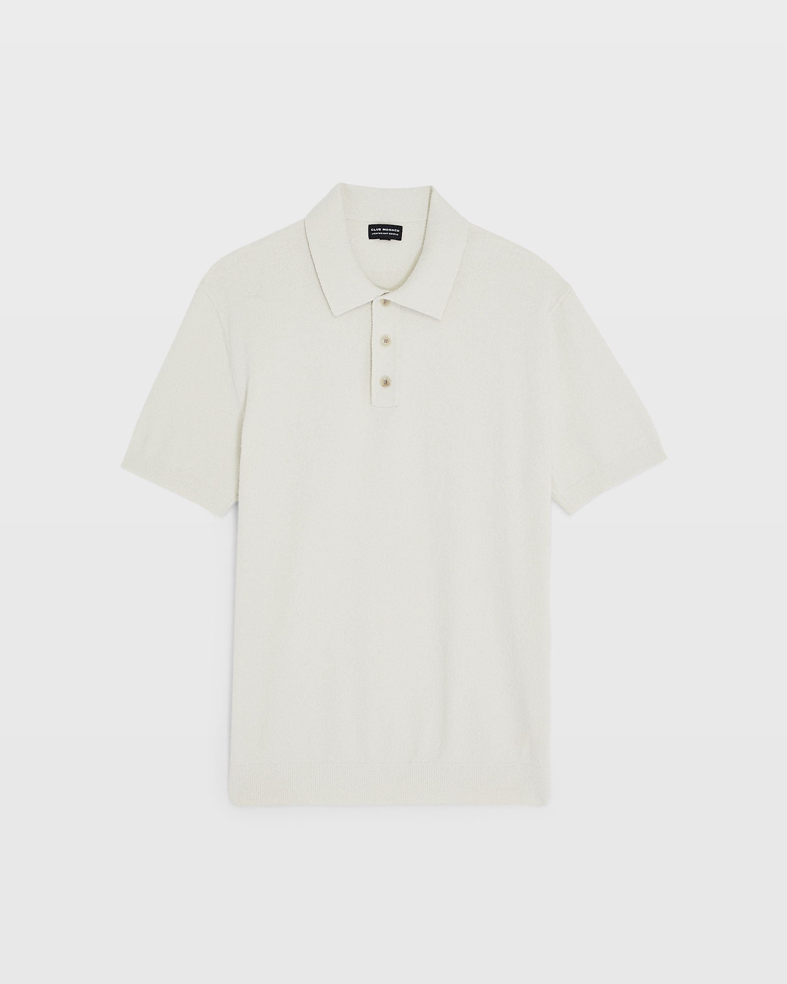 CLUB MONACO - Short Sleeve Bouclé Polo - Off White