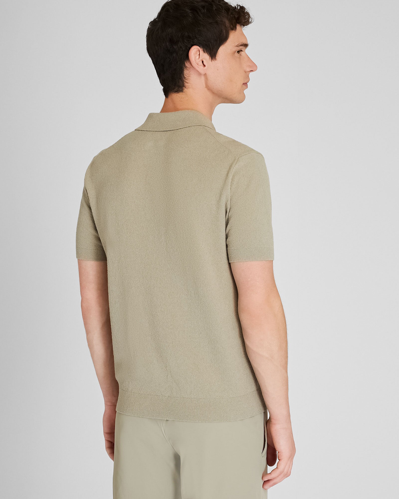 CLUB MONACO - Polo bouclé à manches courtes - Kaki