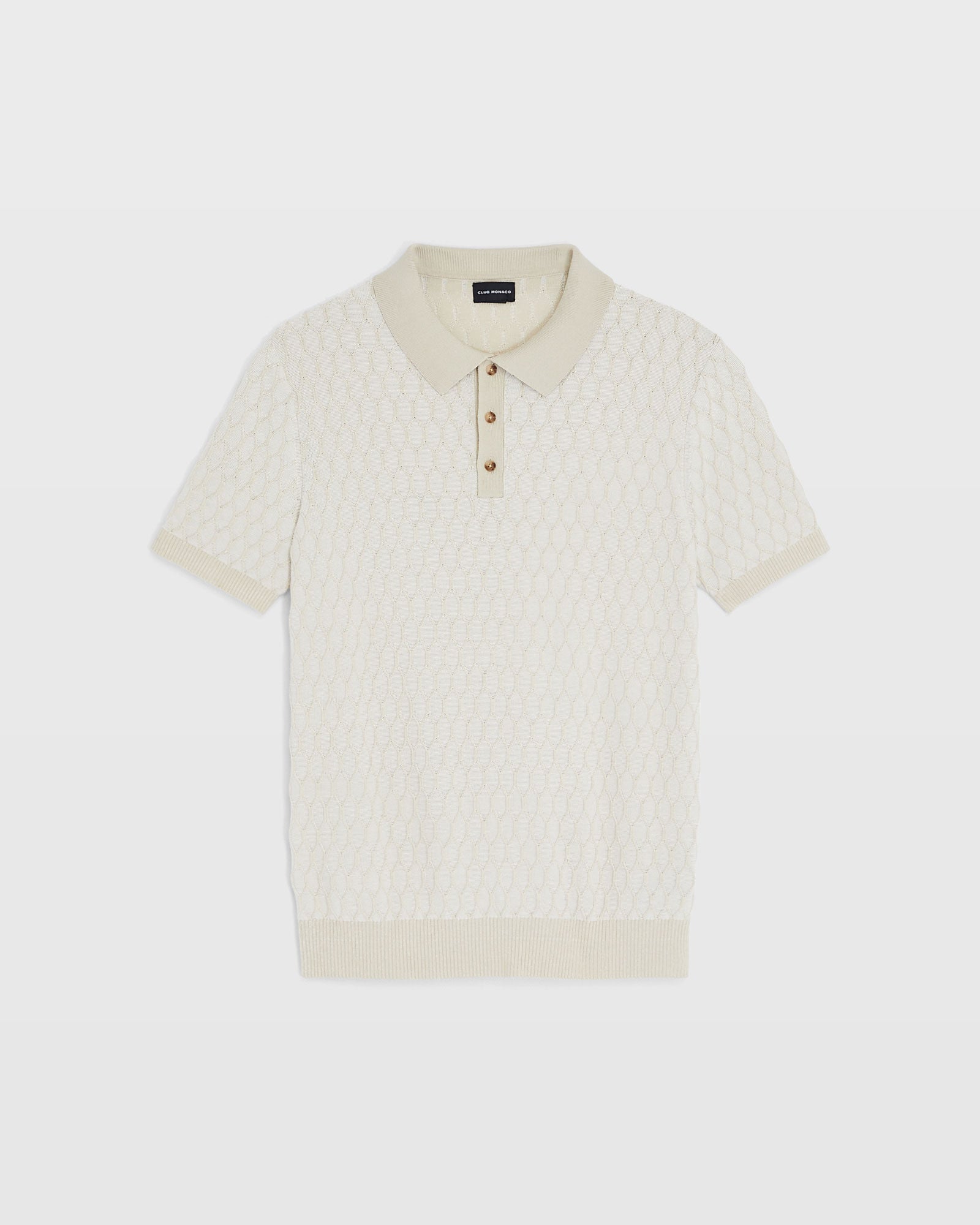 CLUB MONACO - Polo tricot en losanges - Base kaki