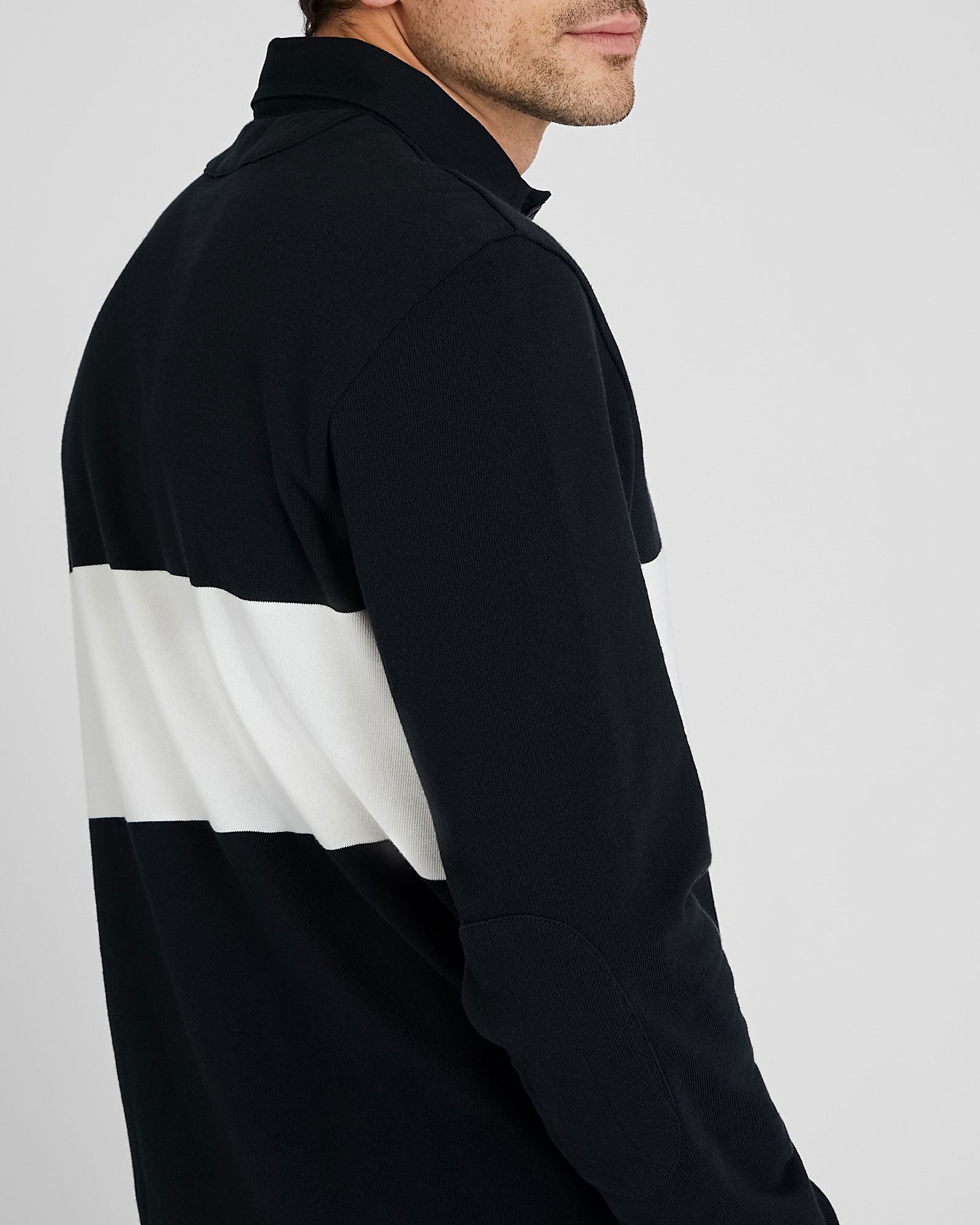 CLUB MONACO - Striped Rugby Shirt - Black