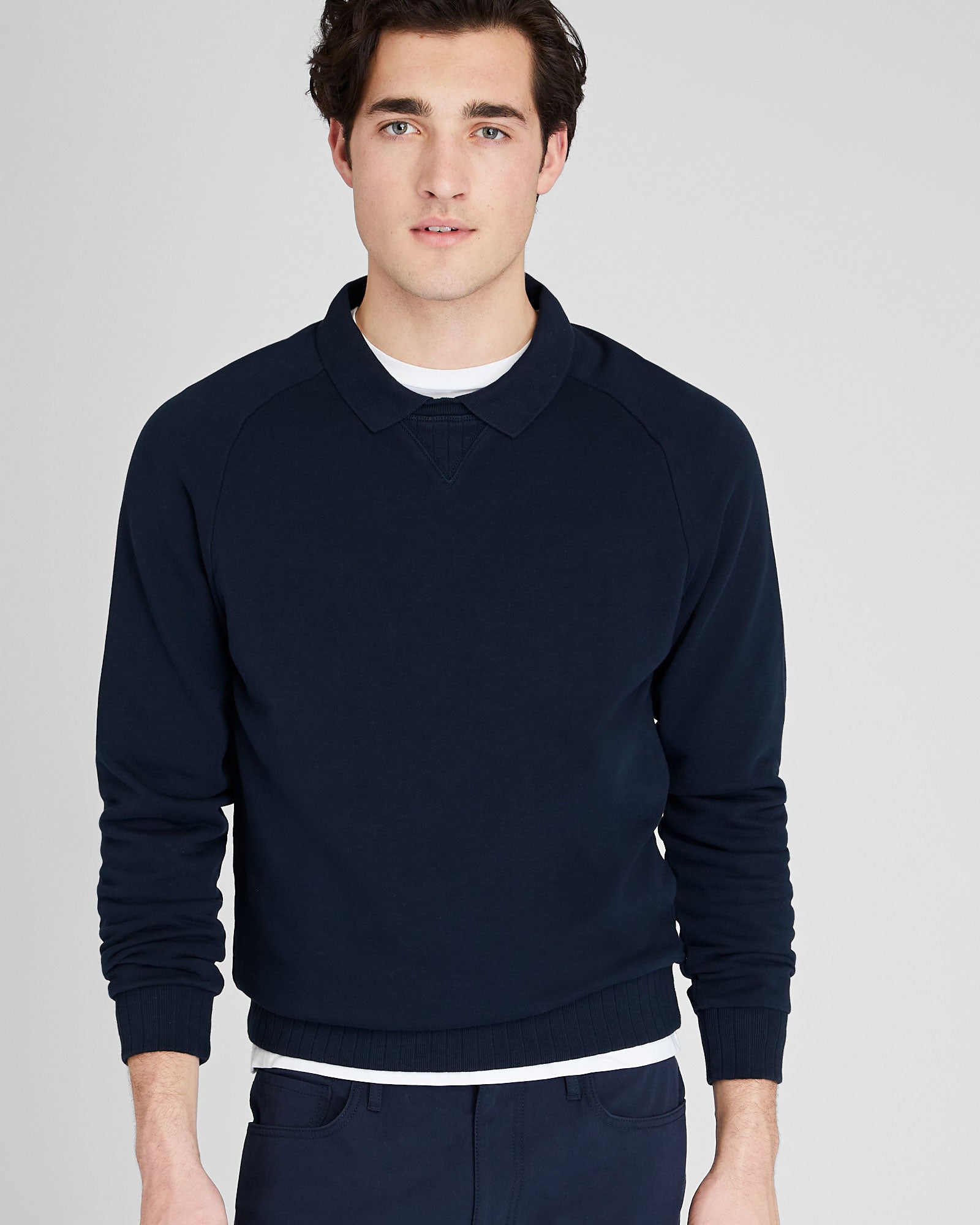 CLUB MONACO - Double Collar Sweatshirt - Navy