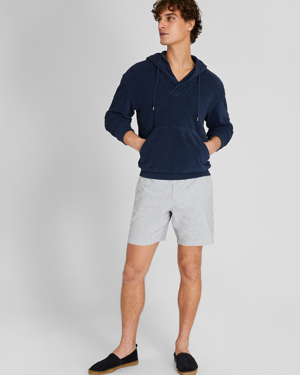 Club Monaco - Chandail à capuchon tissu bouclette - Marine