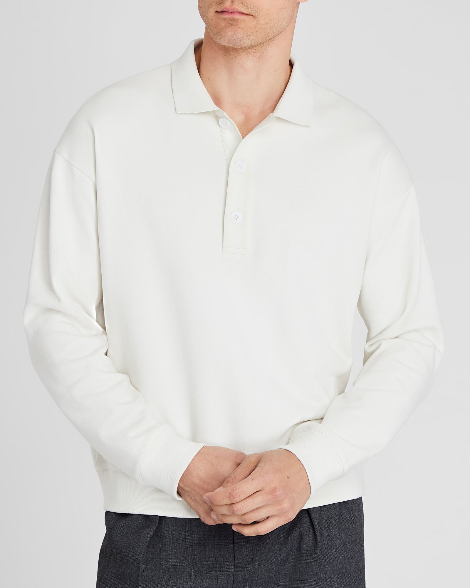 CLUB MONACO - Polo en coton ouaté - Crème