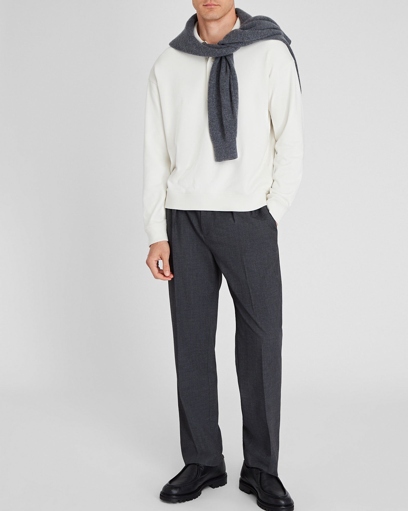 CLUB MONACO - Polo en coton ouaté - Crème