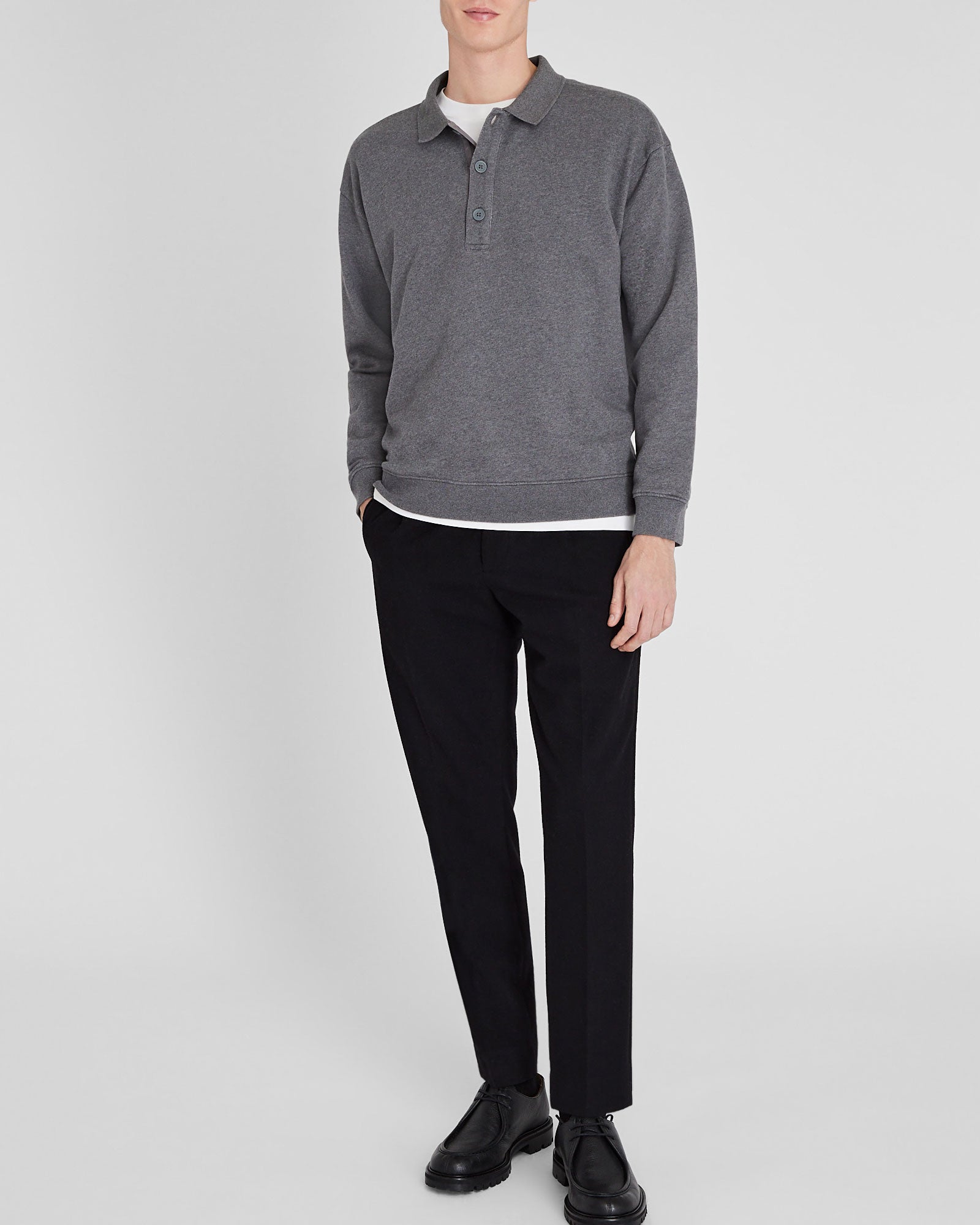 CLUB MONACO - Polo en coton ouaté - Anthracite