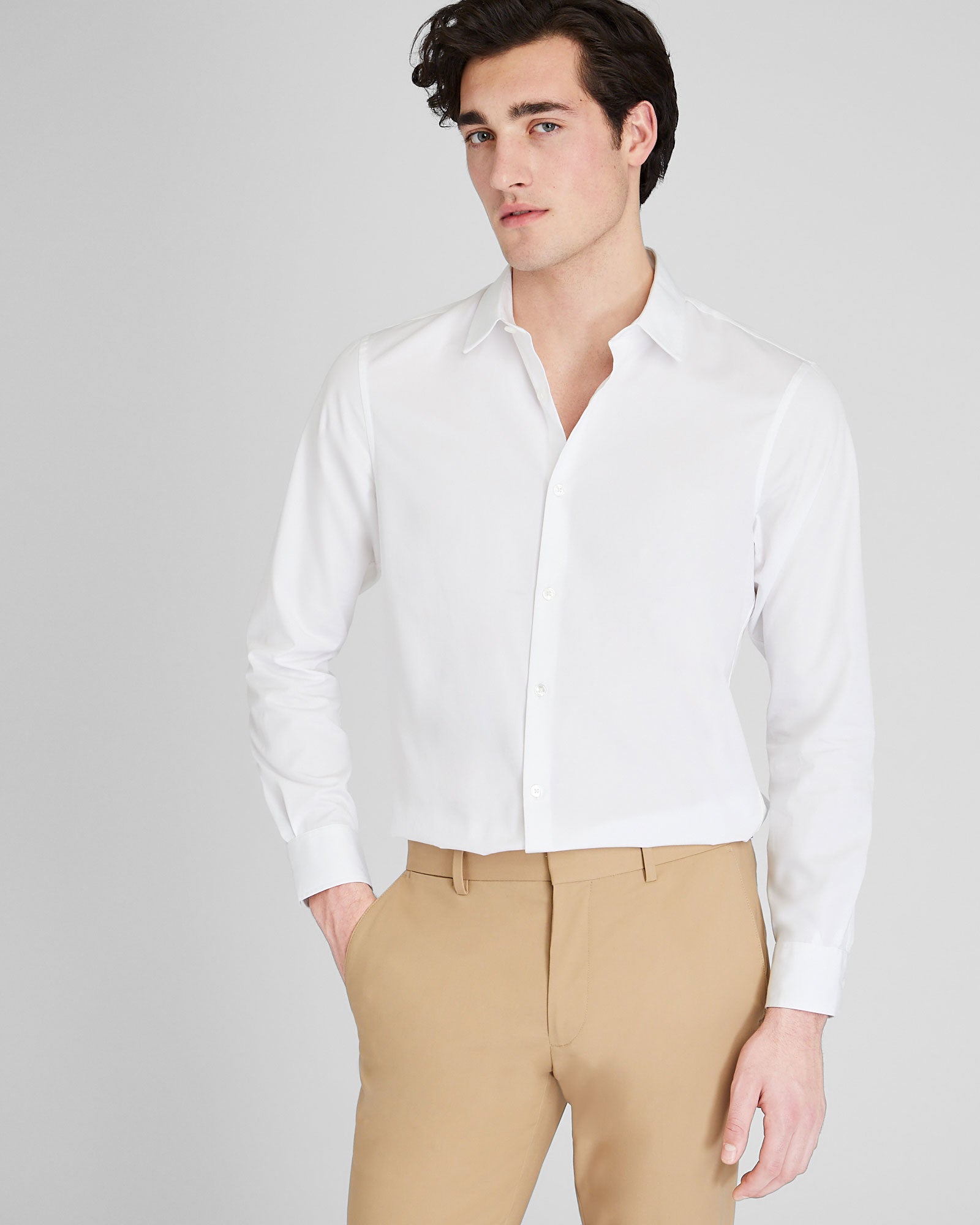 CLUB MONACO - Fine Cotton Dress Shirt - White