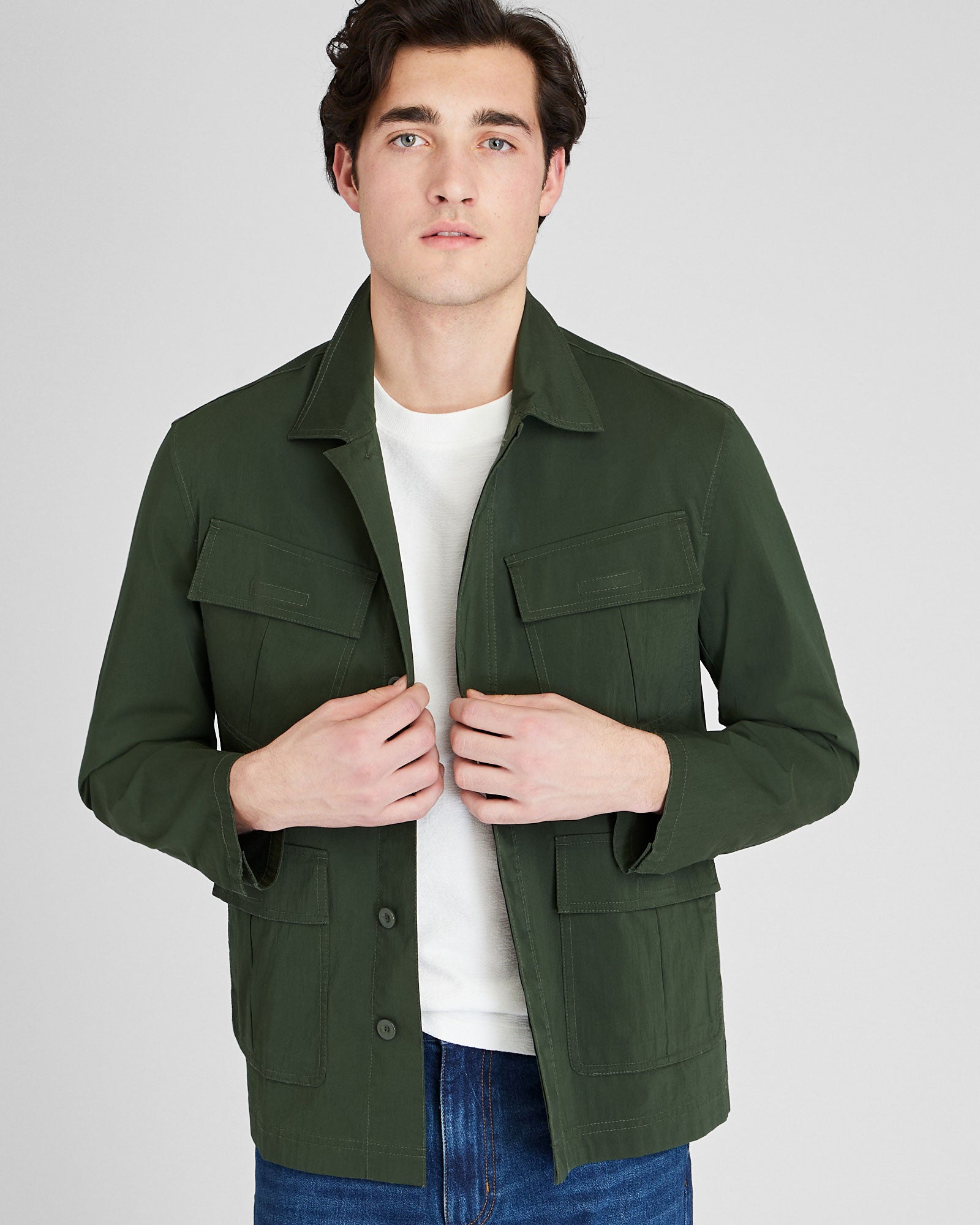 CLUB MONACO - Poplin Shirt Jacket - Dark Green
