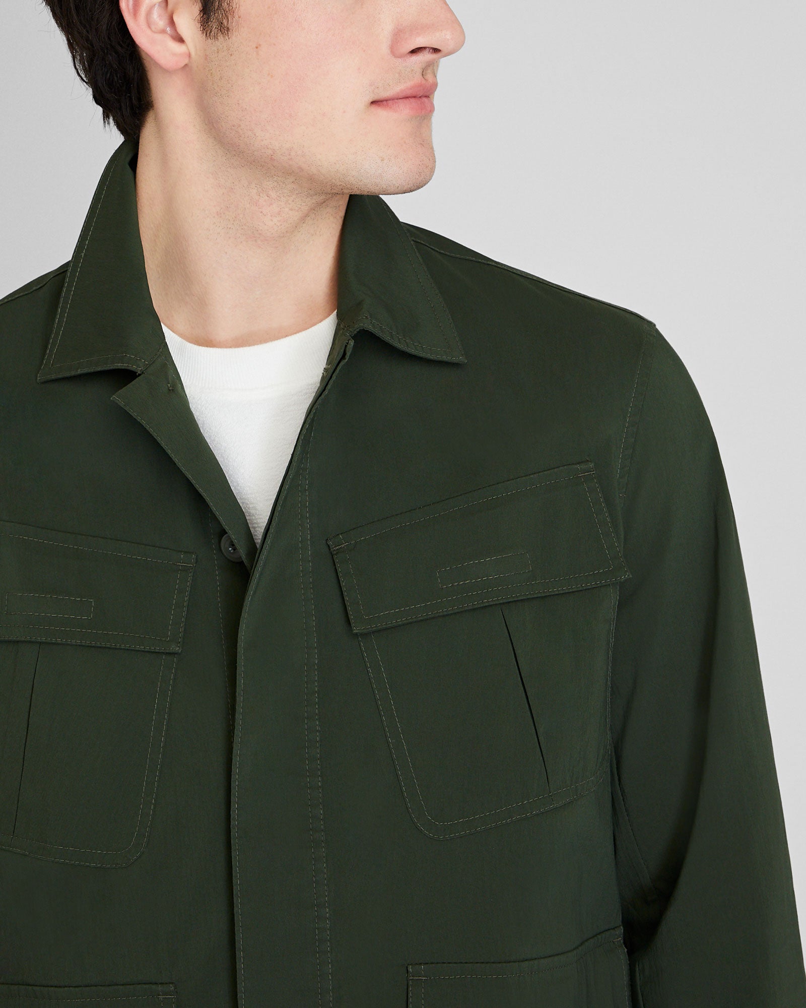 CLUB MONACO - Poplin Shirt Jacket - Dark Green