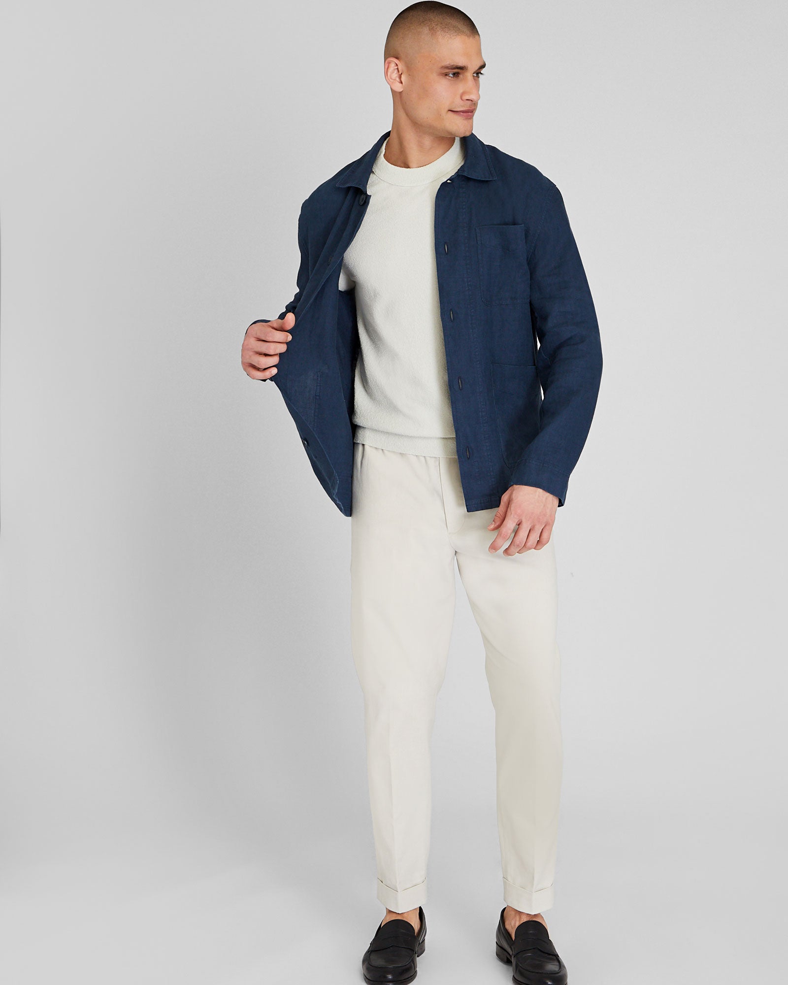 CLUB MONACO - Linen CPO Shirt Jacket - Navy
