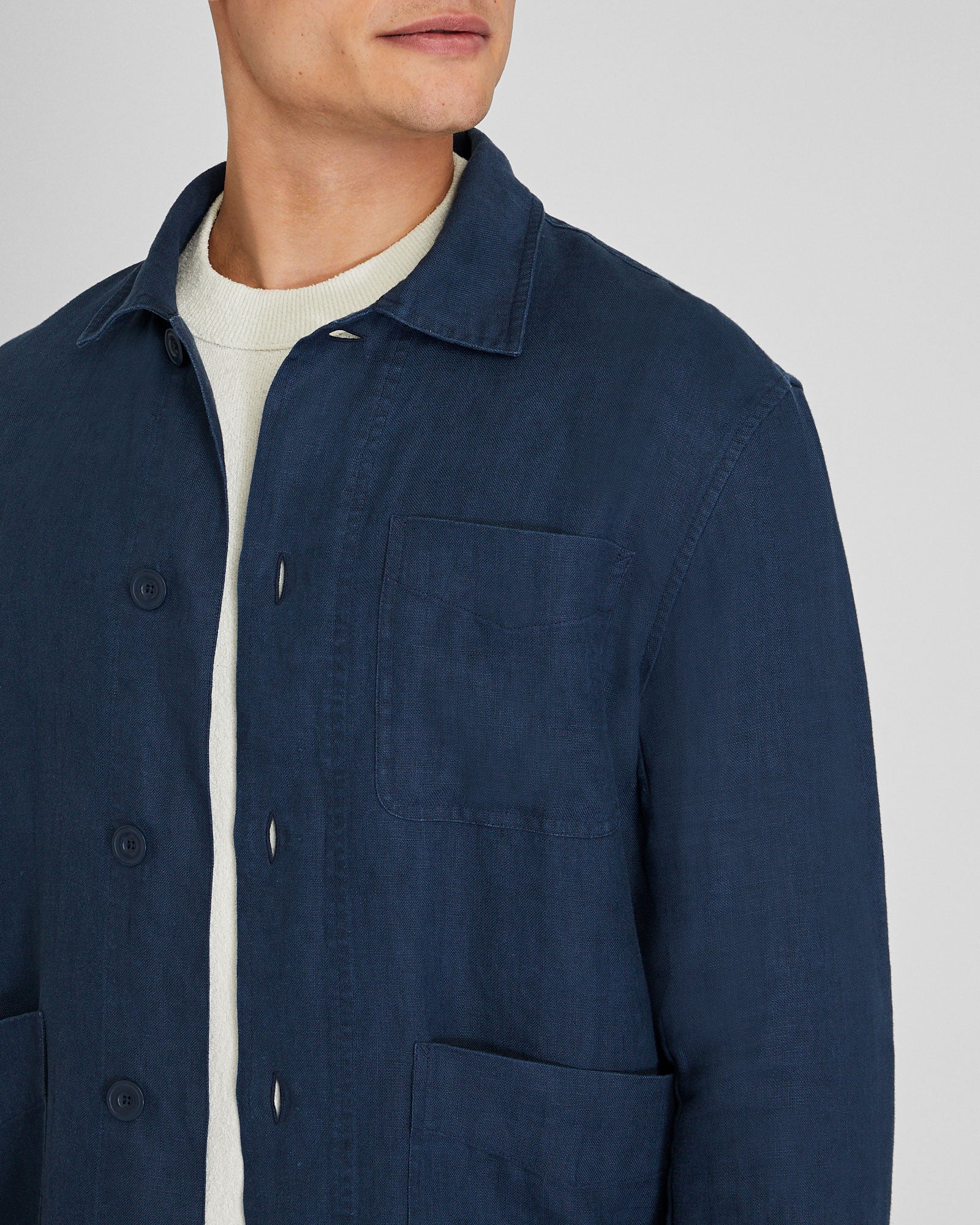 CLUB MONACO - Linen CPO Shirt Jacket - Navy