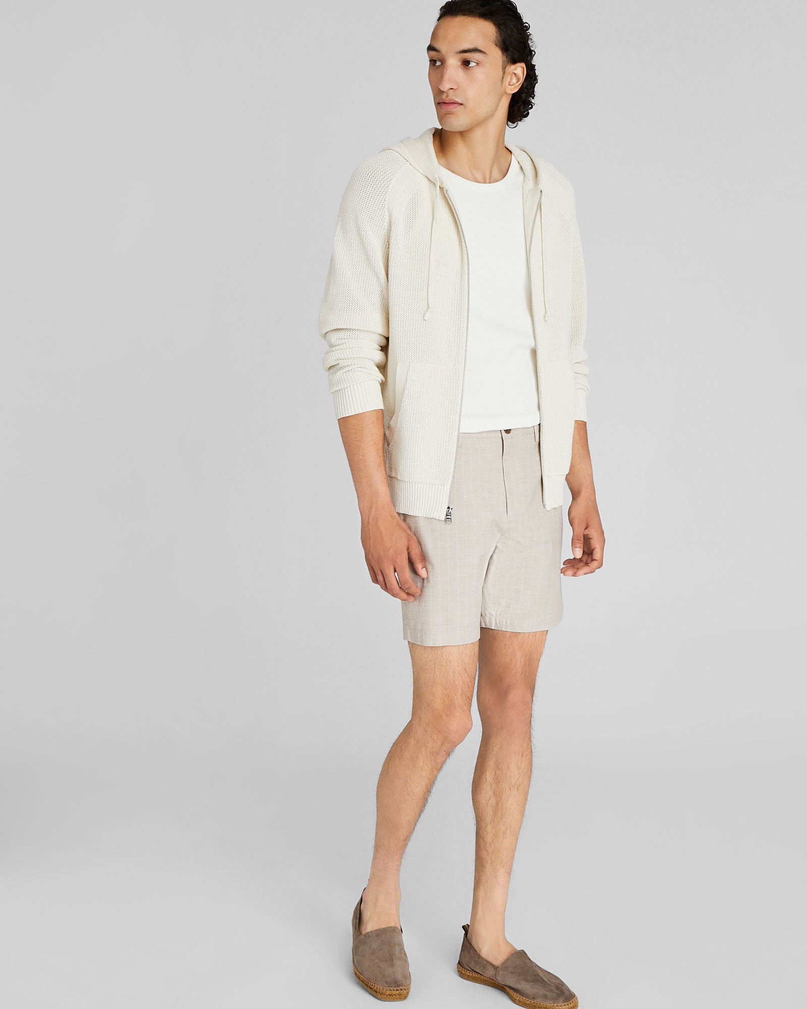 CLUB MONACO - Short rayé Baxter 18 cm (7 po) - Taupe