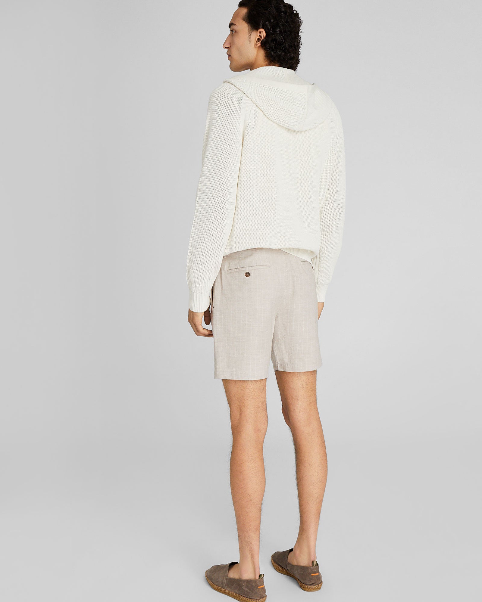 CLUB MONACO - Short rayé Baxter 18 cm (7 po) - Taupe