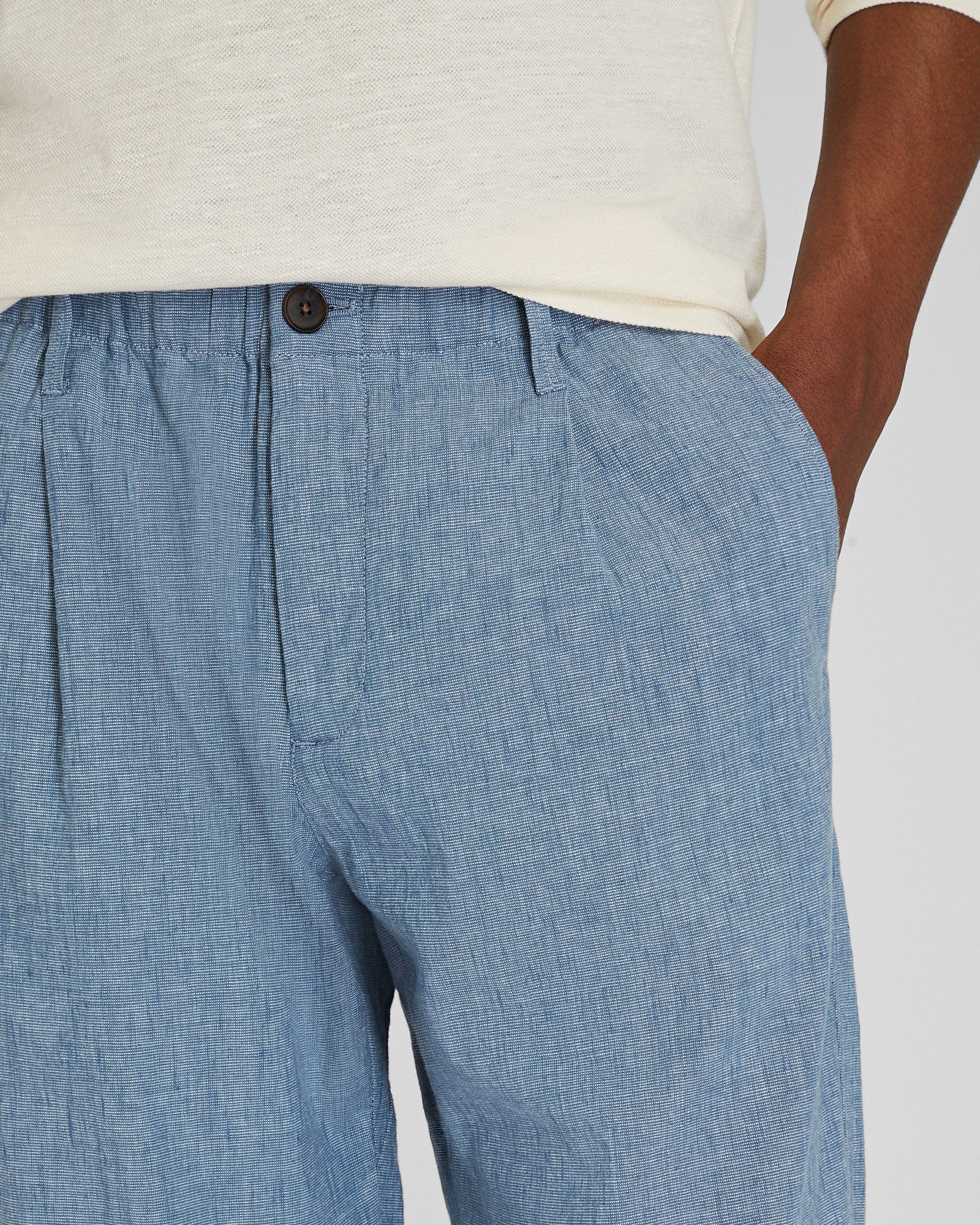 CLUB MONACO - Pantalon fuselé décontracté en lin - Bleu moyen