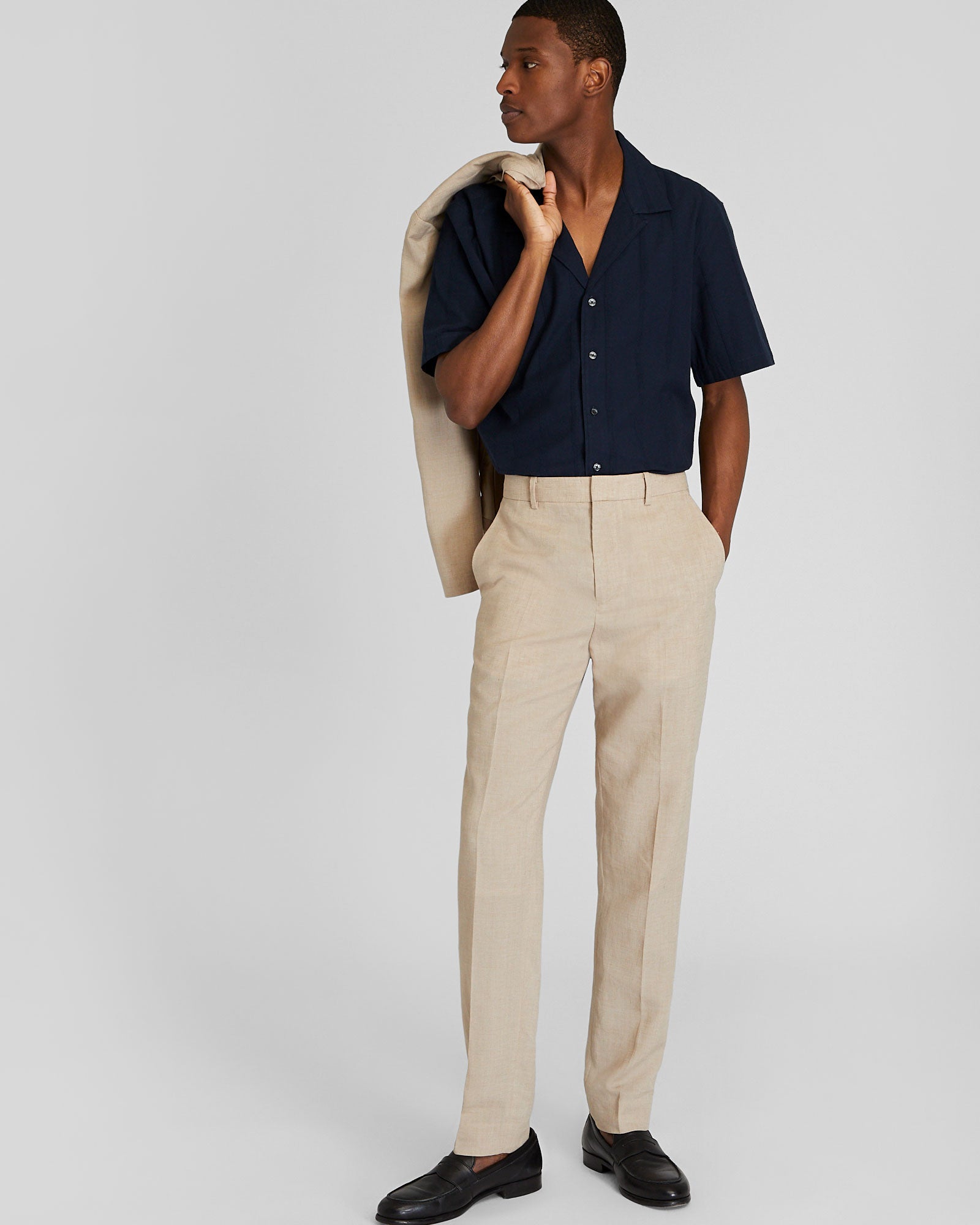 CLUB MONACO - Chemise texturée manches courtes - Marine