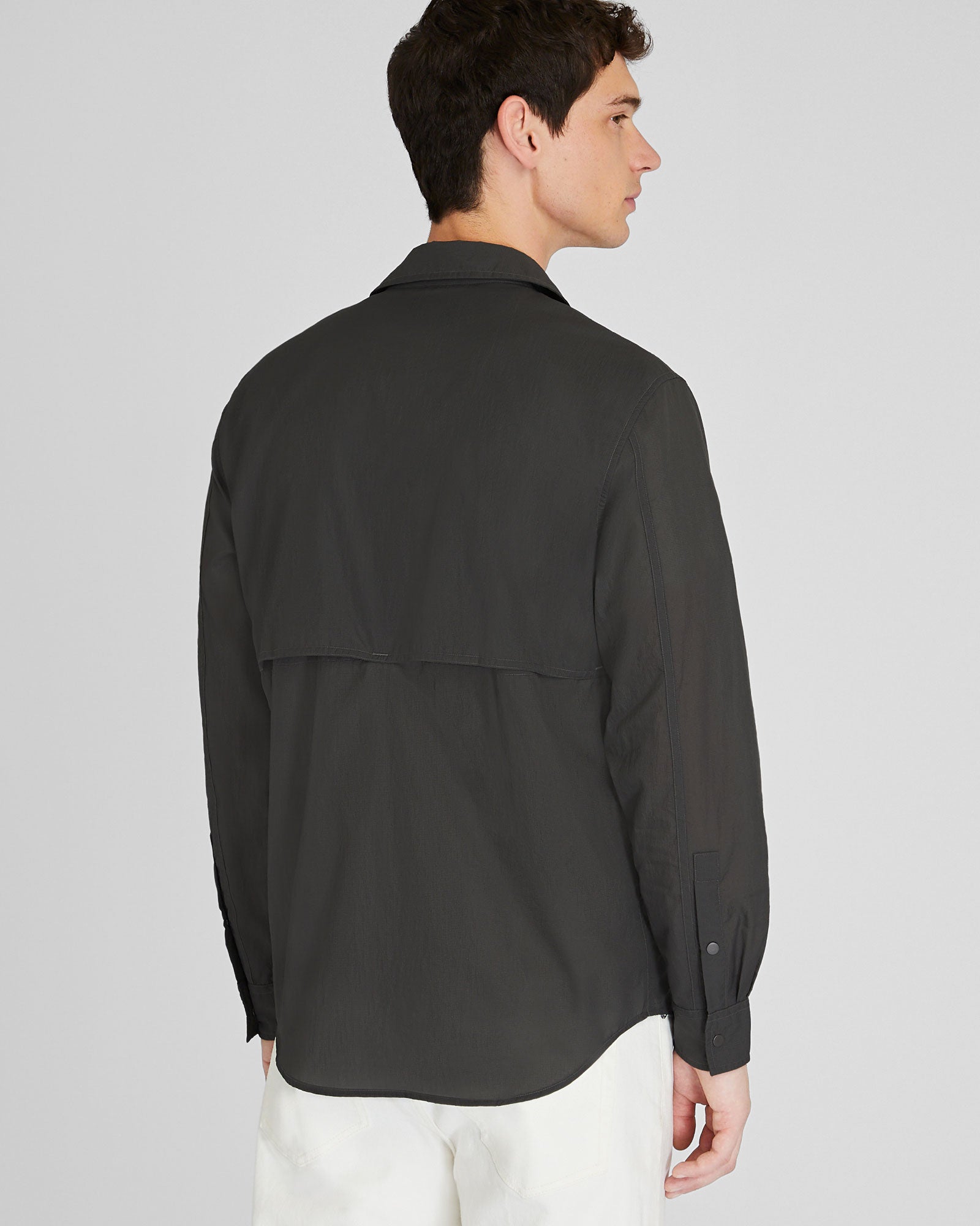 CLUB MONACO - Long Sleeve Lightweight Tech Shirt - Gunmetal Black
