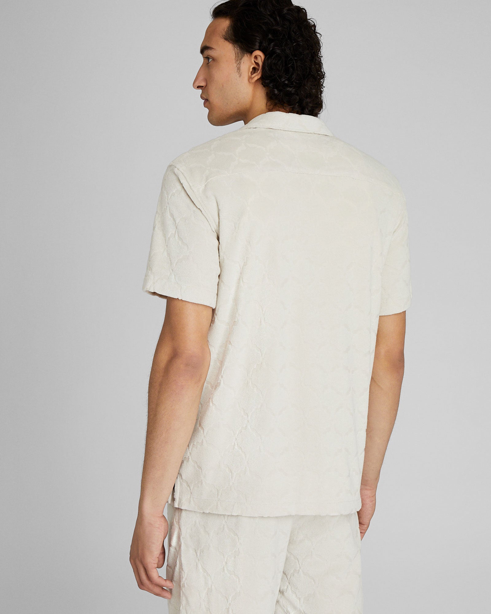 CLUB MONACO - Chemise en tissu éponge jacquard - Kaki clair