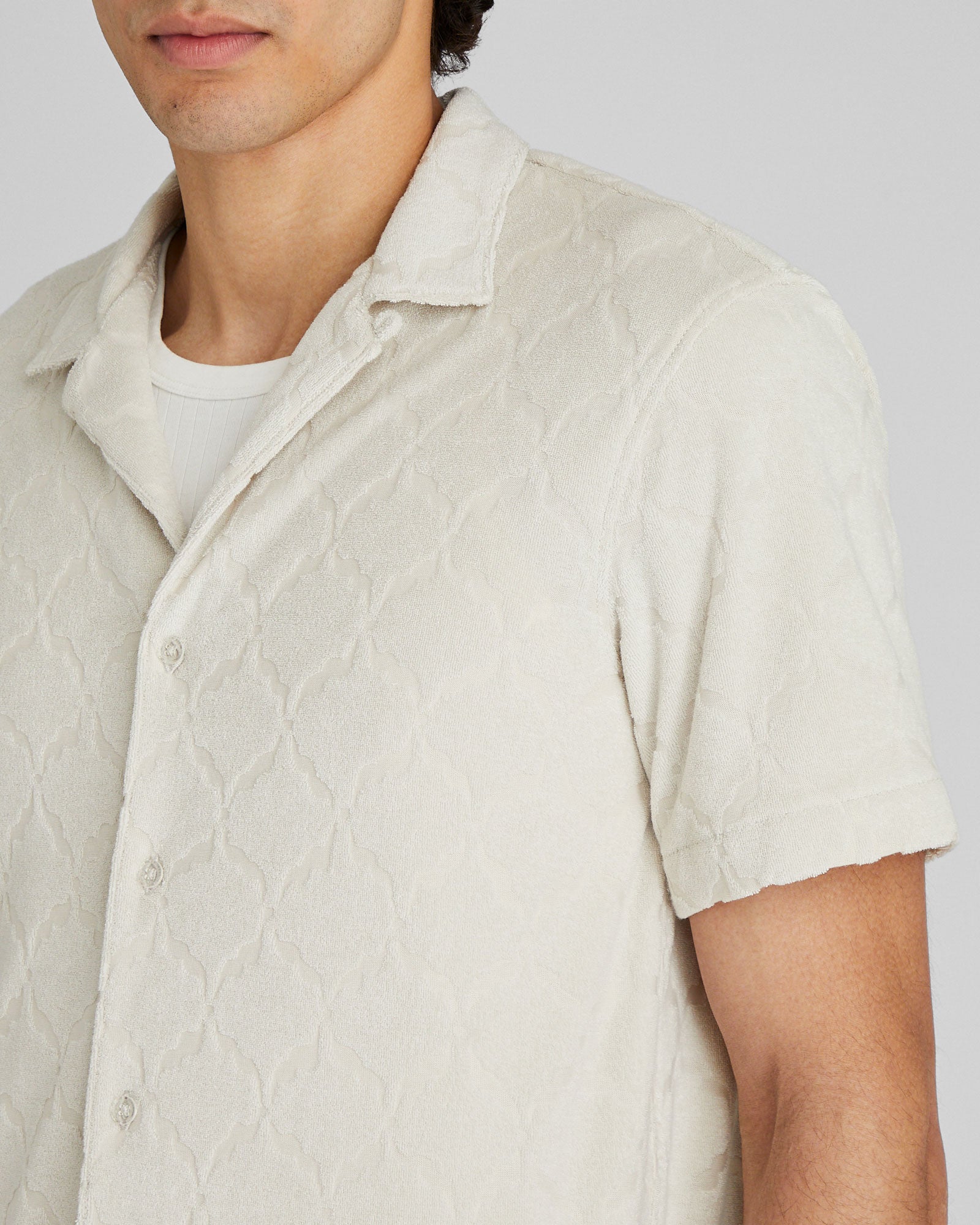 CLUB MONACO - Chemise en tissu éponge jacquard - Kaki clair