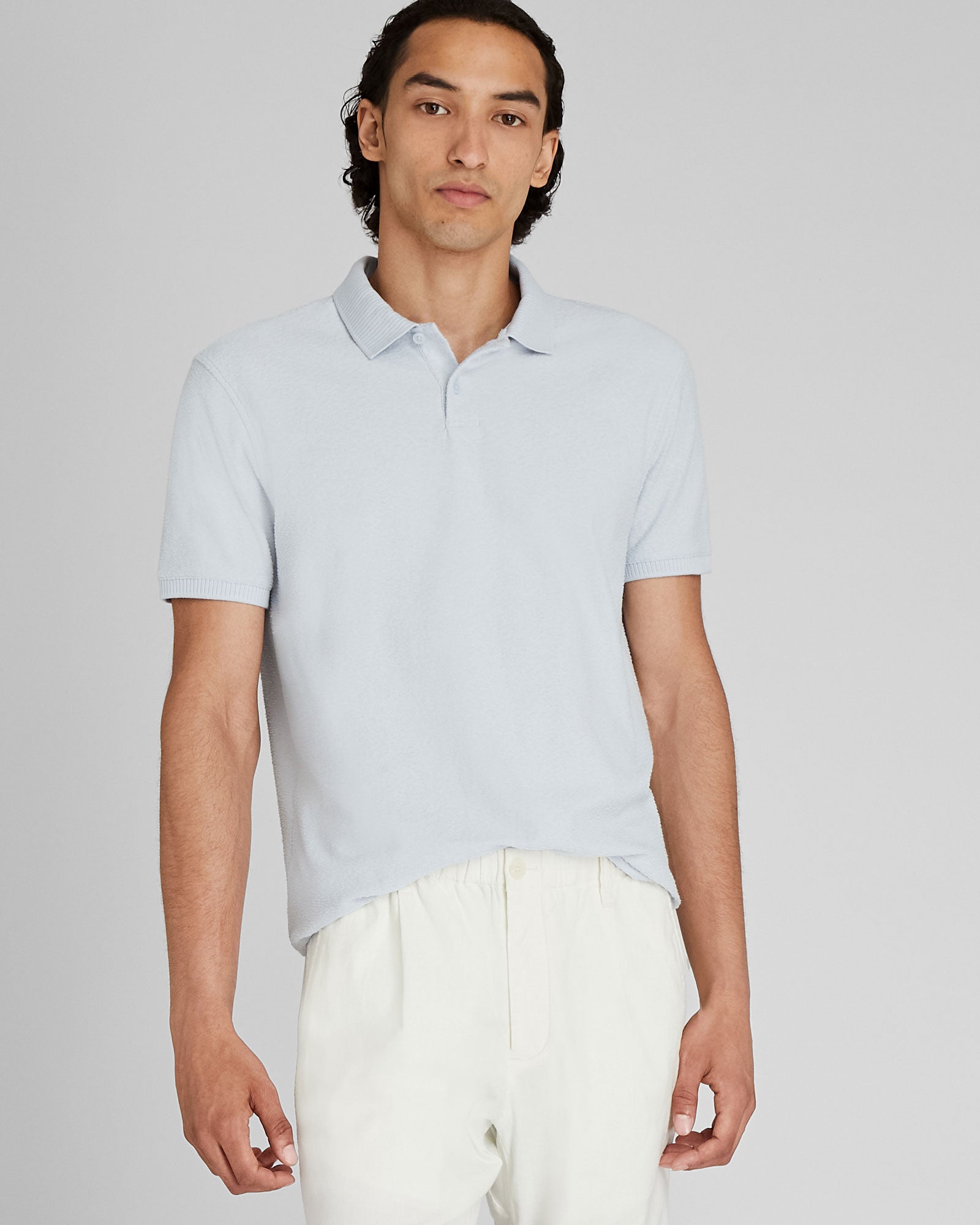 CLUB MONACO - Polo texturé - Rayure - ivoire
