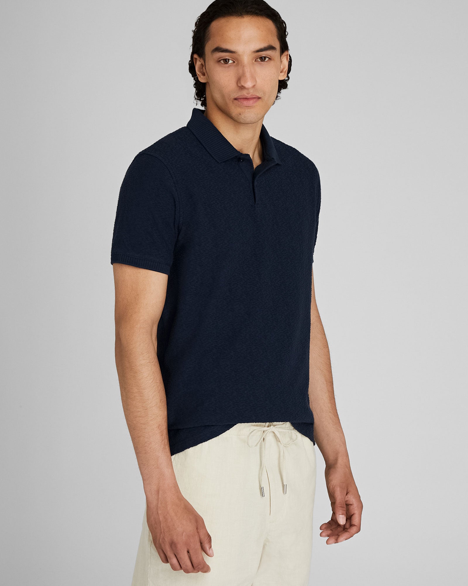 CLUB MONACO - Textured Polo - Navy