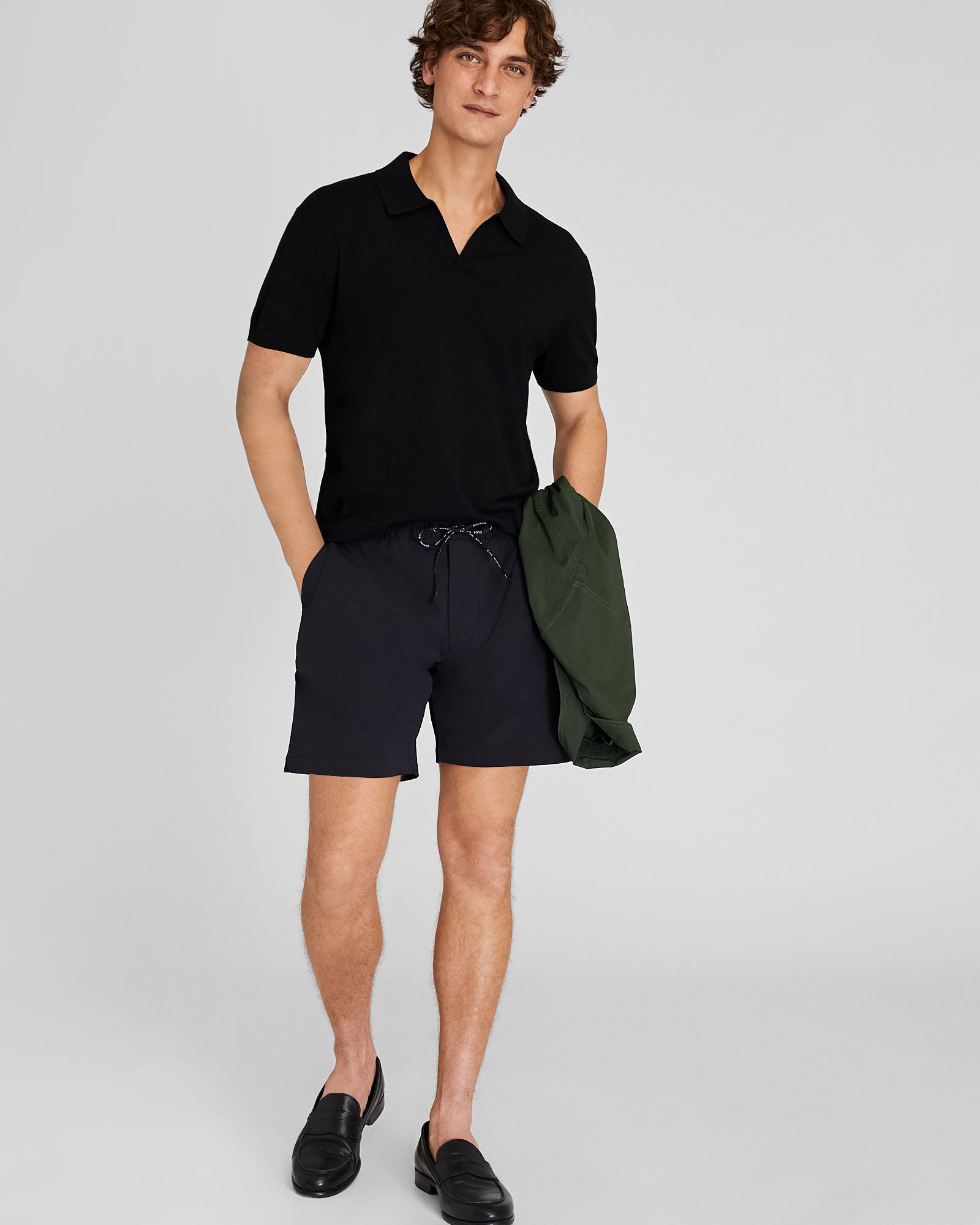 CLUB MONACO - Polo technique col polo tricoteuse - Noir