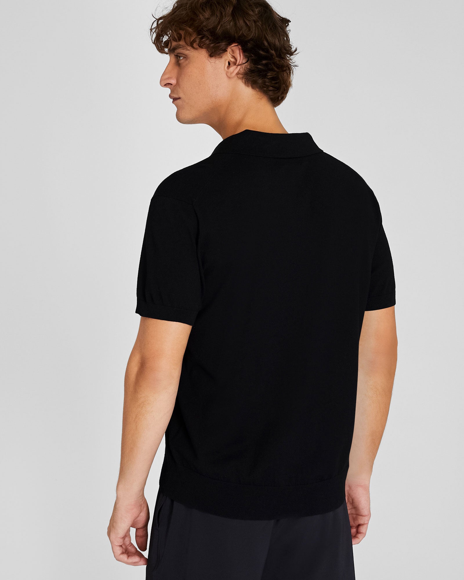 CLUB MONACO - Polo technique col polo tricoteuse - Noir