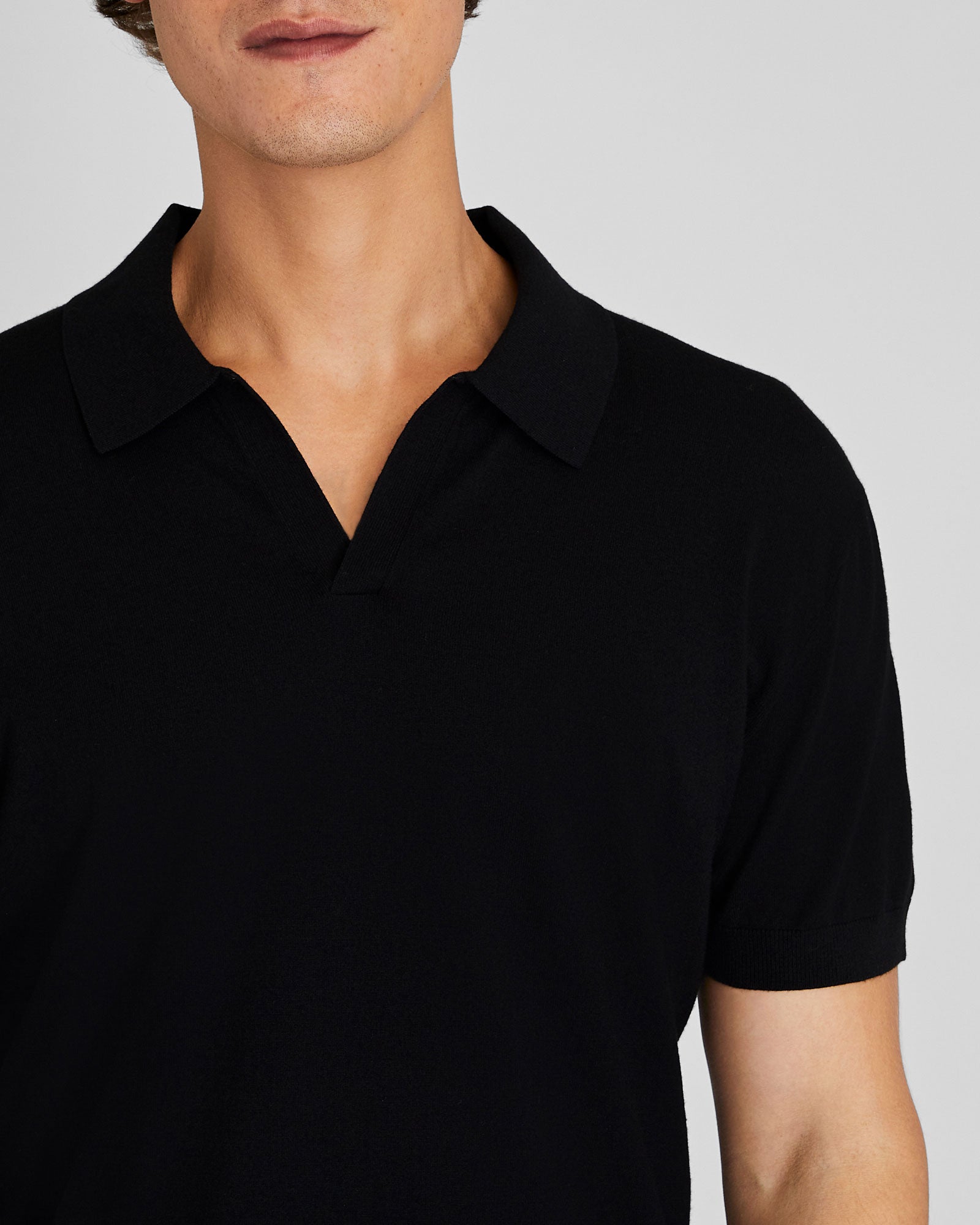 CLUB MONACO - Polo technique col polo tricoteuse - Noir